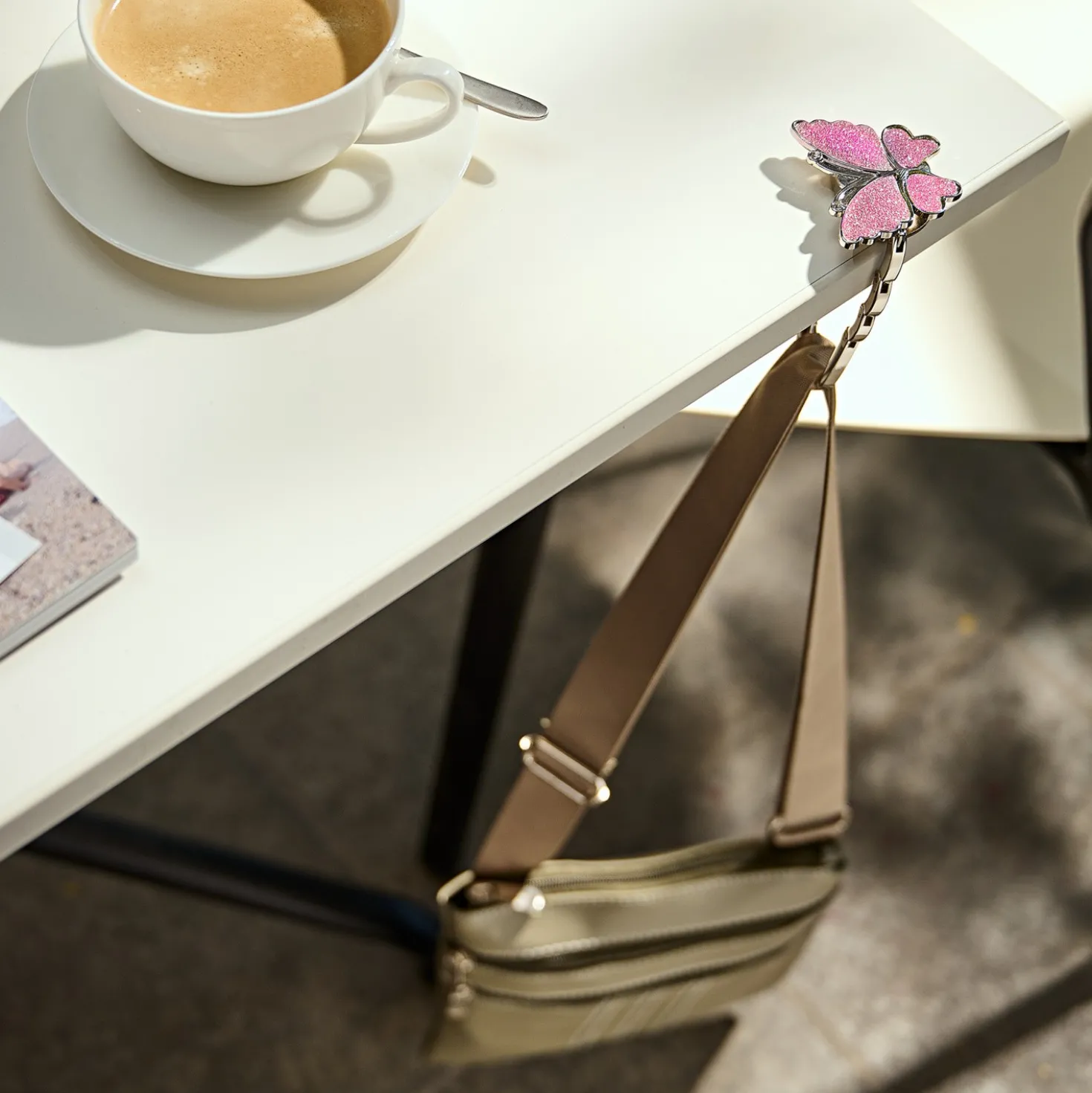Handtaschenhalter „Schmetterling” pink