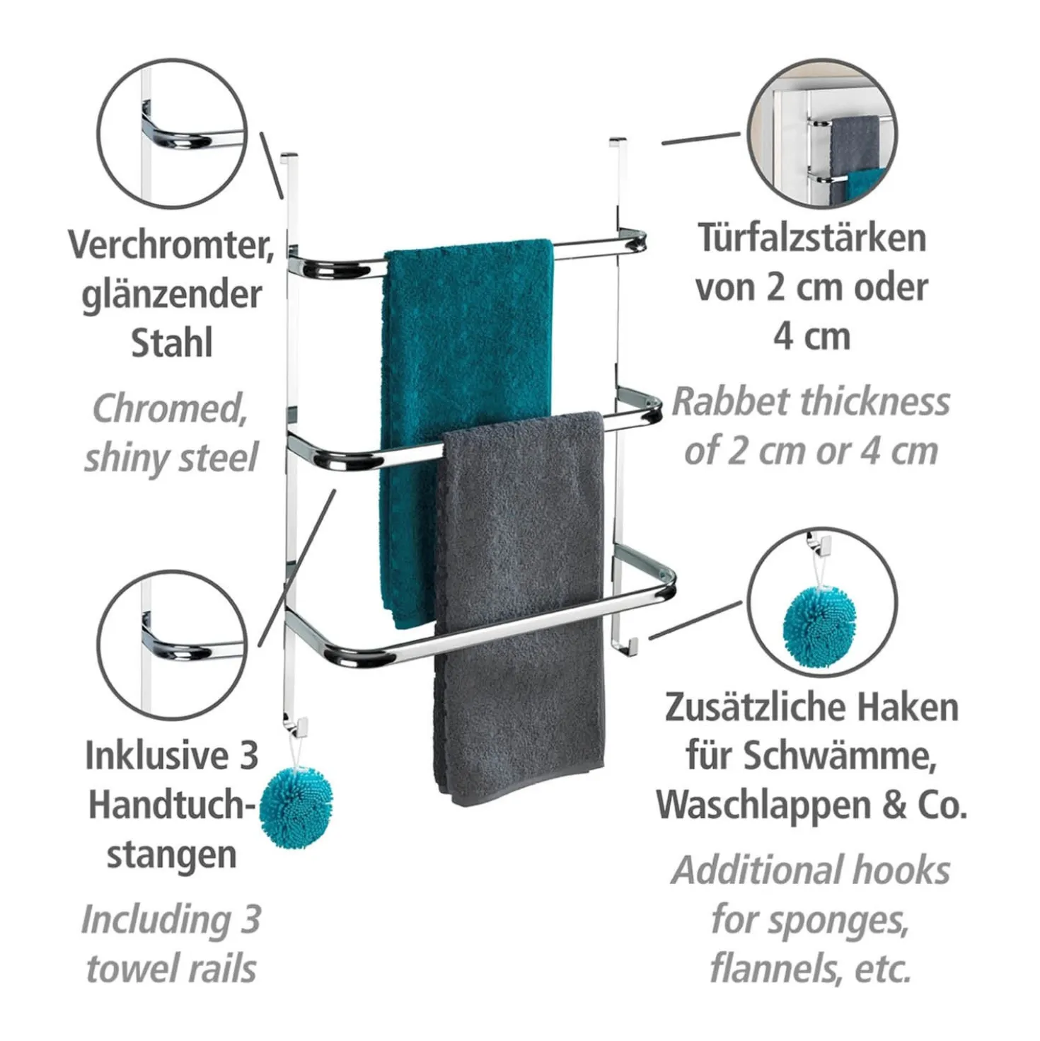 Handtuchhalter „Irpinia“, 3 Stangen Chrom WENKO