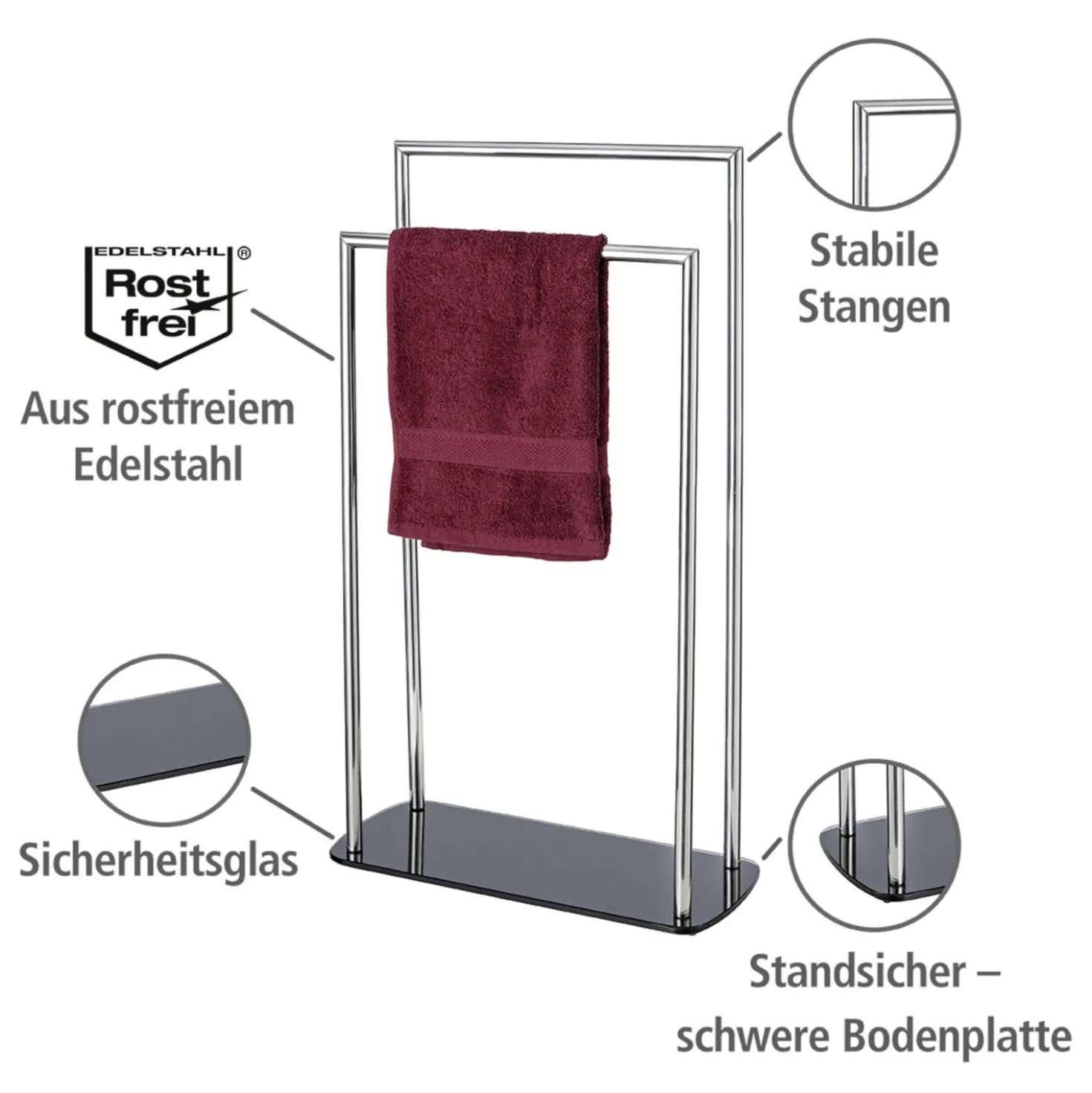 Handtuchständer „Ravina“, 2 Arme, Edelstahl glänzend WENKO