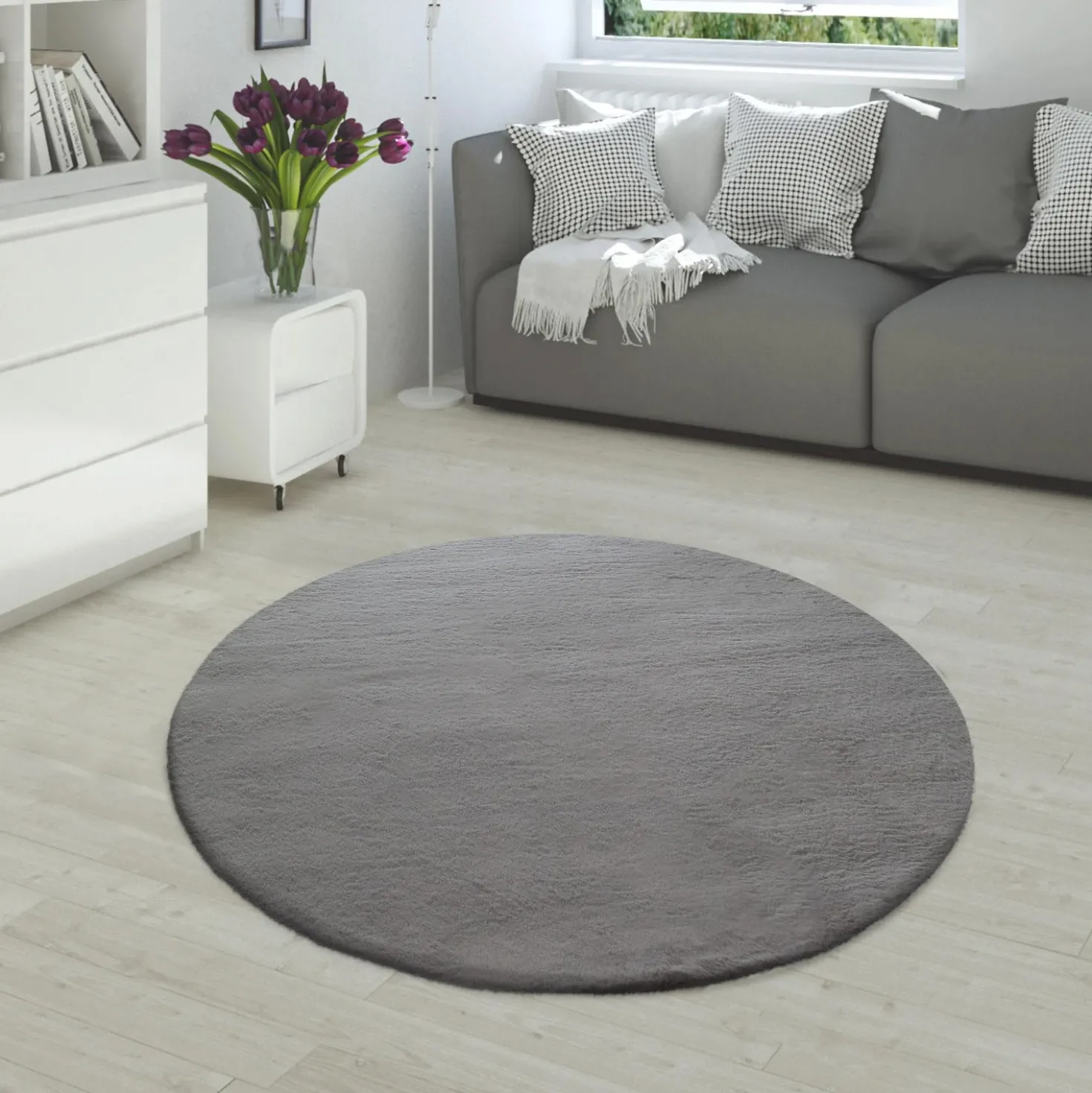 Hochflor-Teppich RABBIT 780 Anthrazit Rund Paco Home