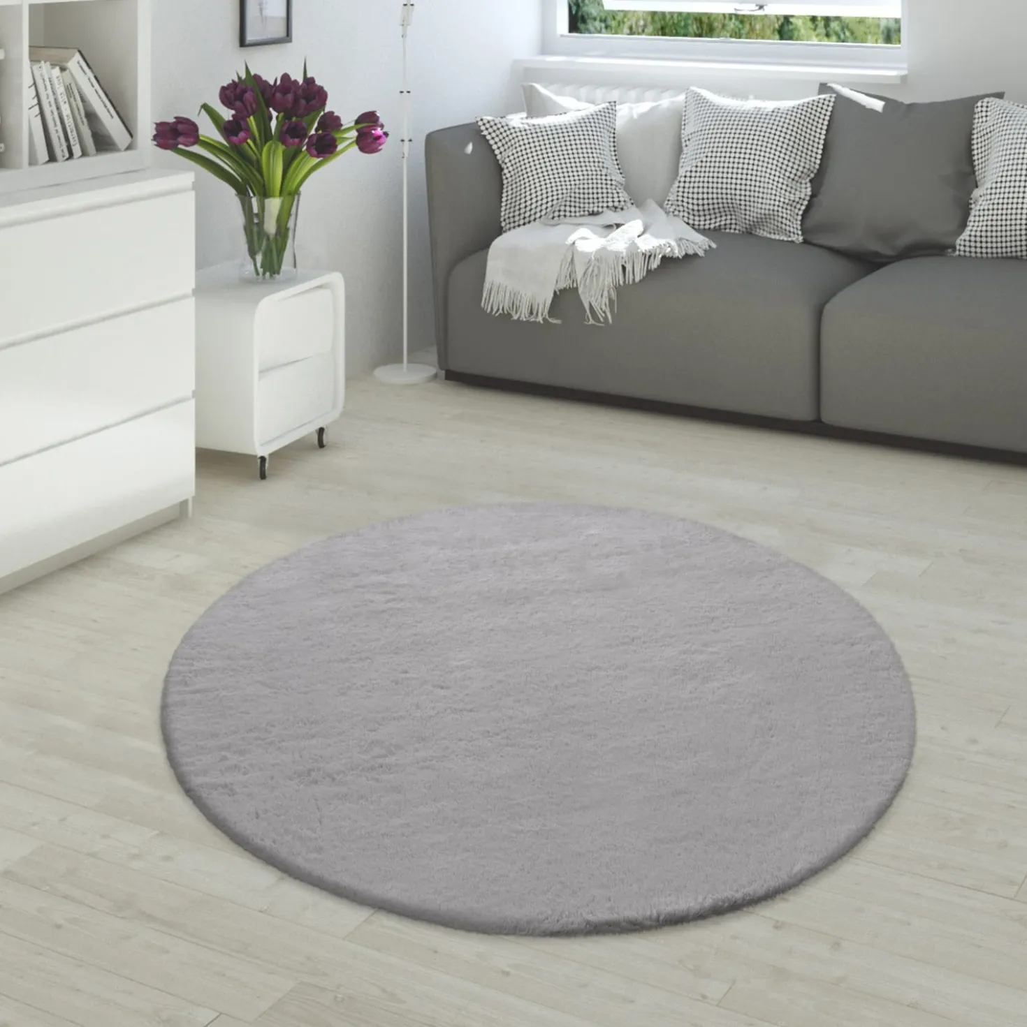 Hochflor-Teppich RABBIT 780 Grau Rund Paco Home
