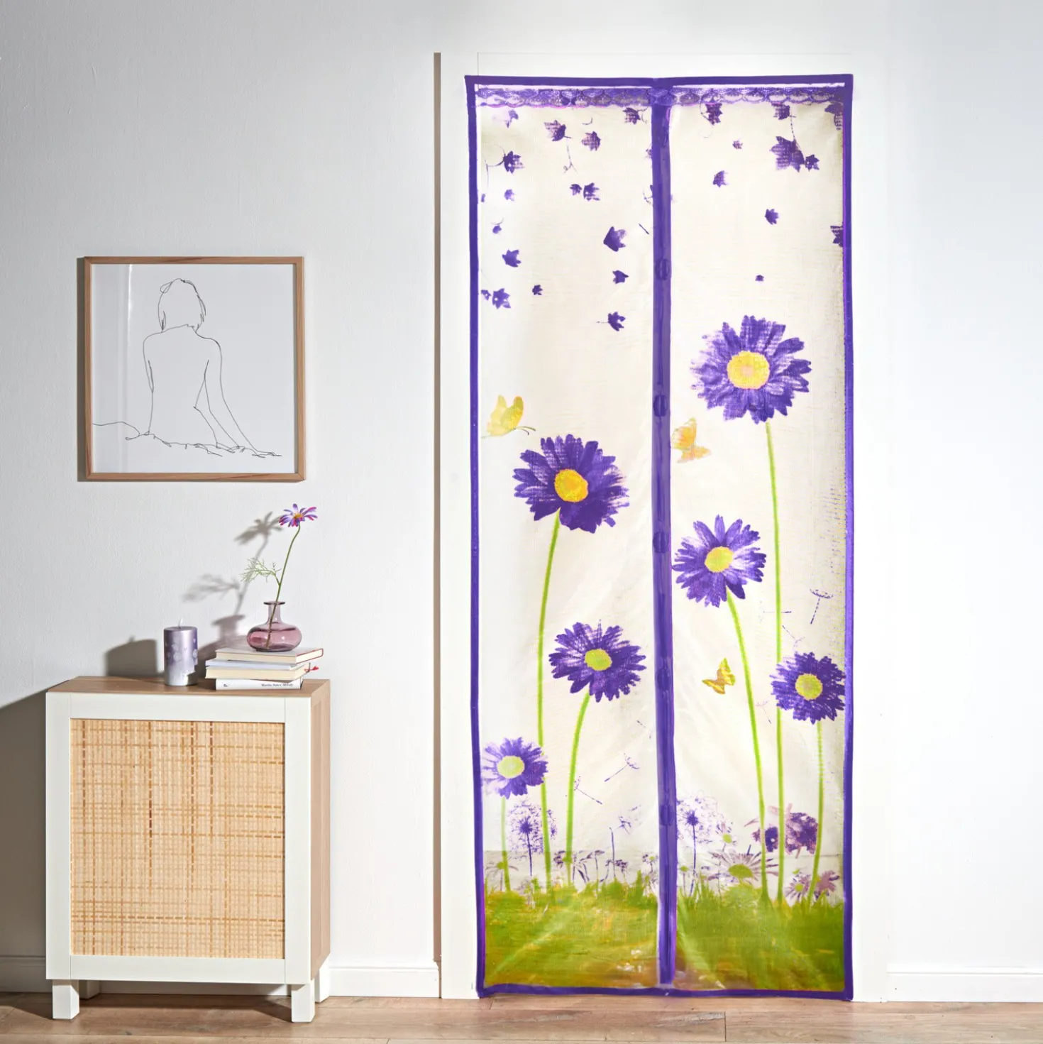 Insektenvorhang für Balkontür mit Magnet "Gerbera", 100 x 220cm