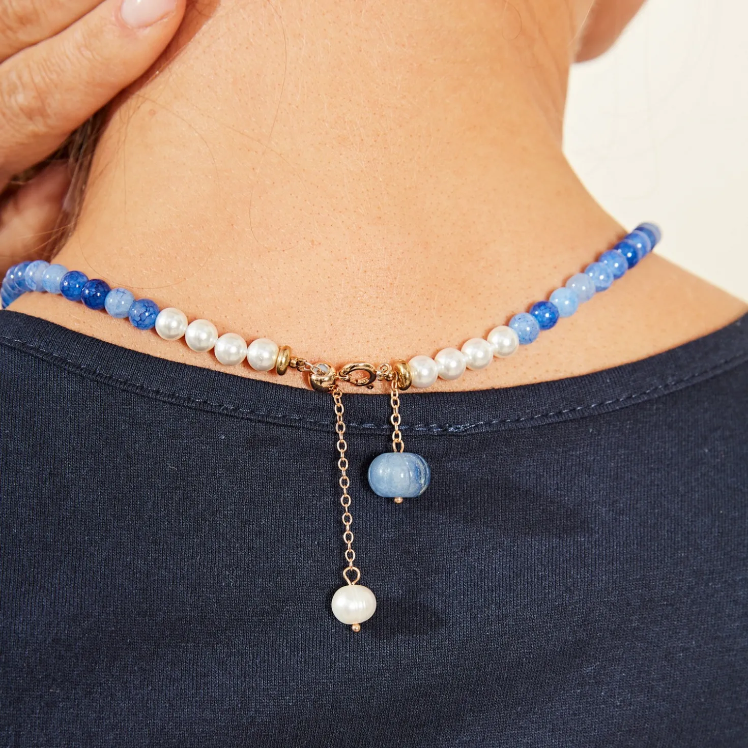 Jade-Kette mit Süßwasserperlen