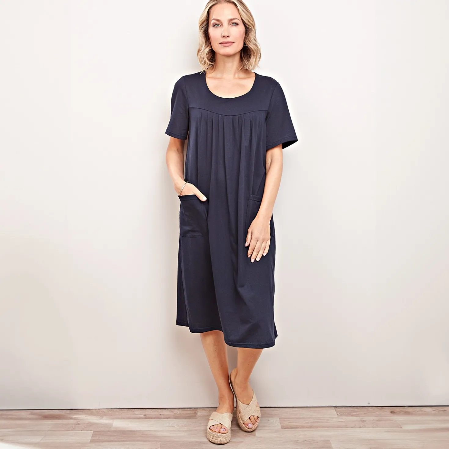 Jersey-Kleid "Luna" mit Taschen dunkelblau
