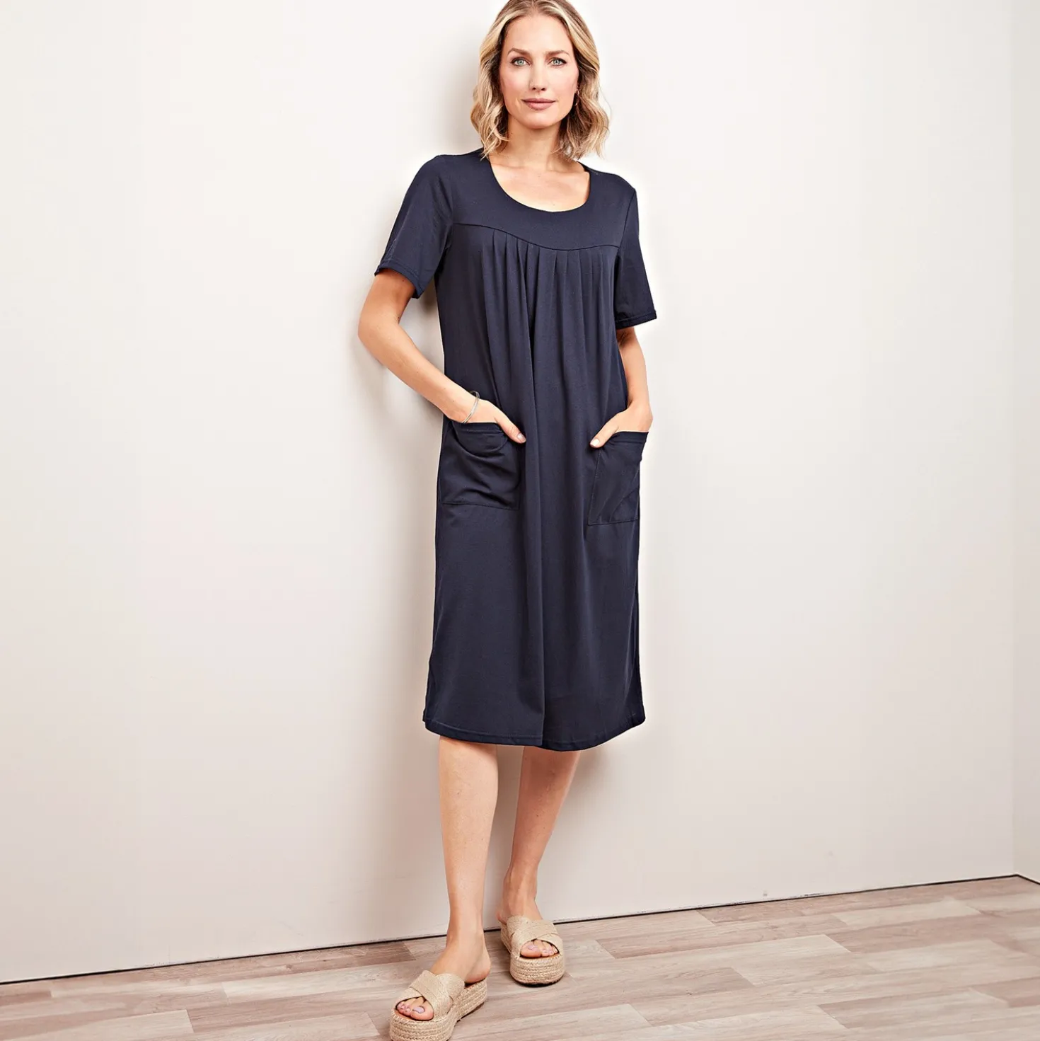Jersey-Kleid "Luna" mit Taschen dunkelblau