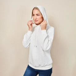 Kapuzenpullover mit Zopfmuster