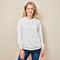 Kapuzenpullover mit Zopfmuster