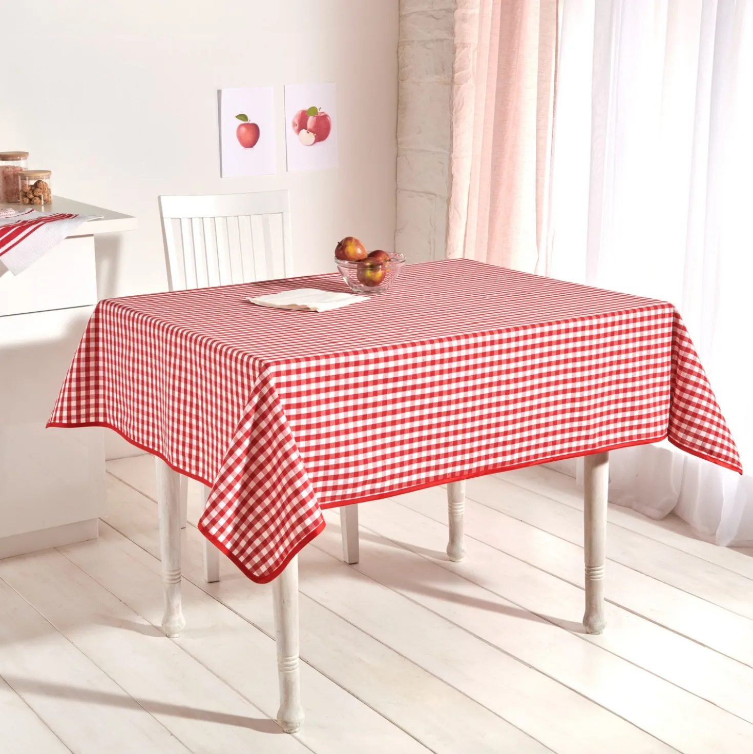 Karo-Tischdecke rot-weiß 178x127cm Eldo