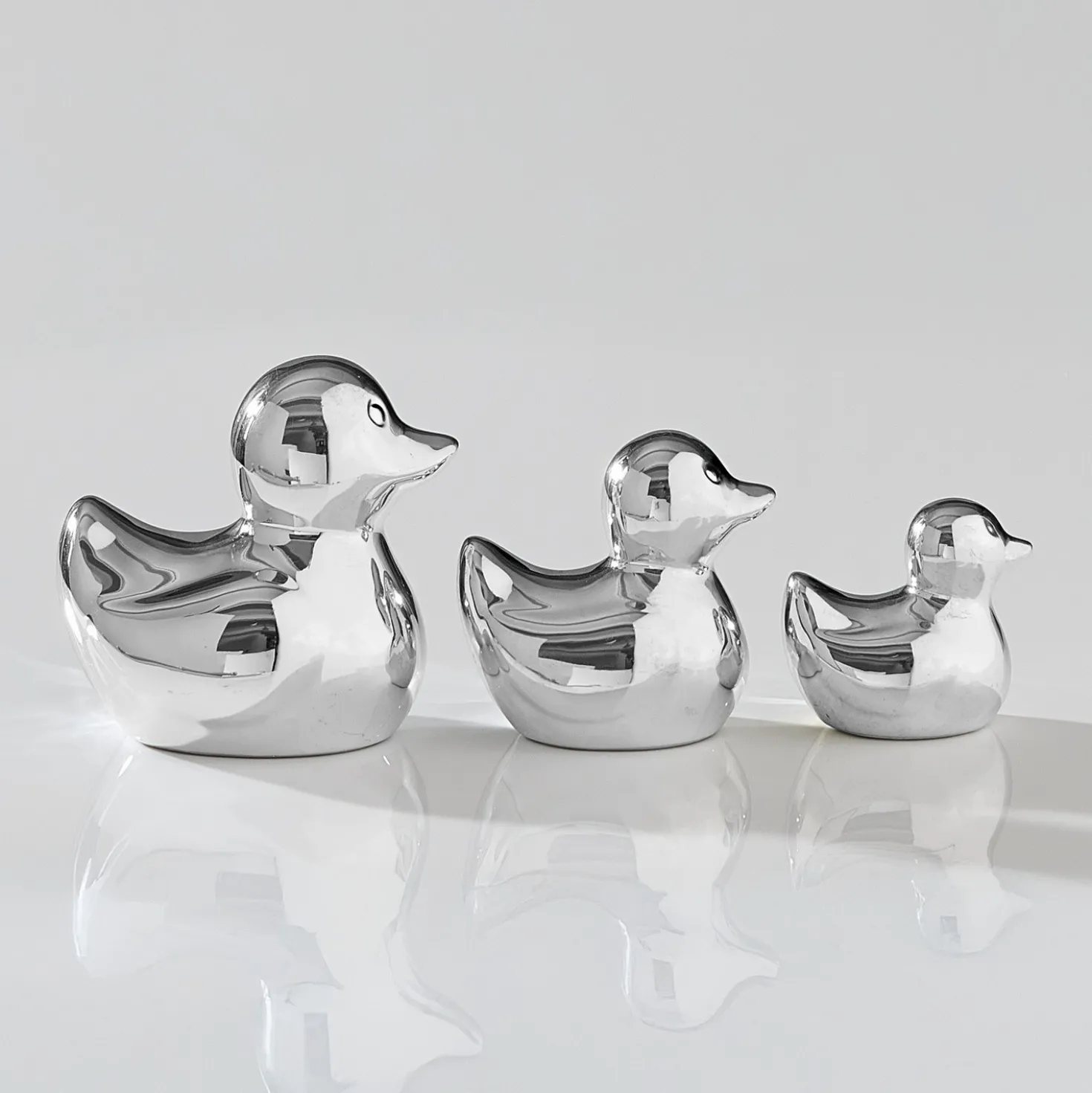 Keramik-Enten silberfarben 3er-Set Eldo