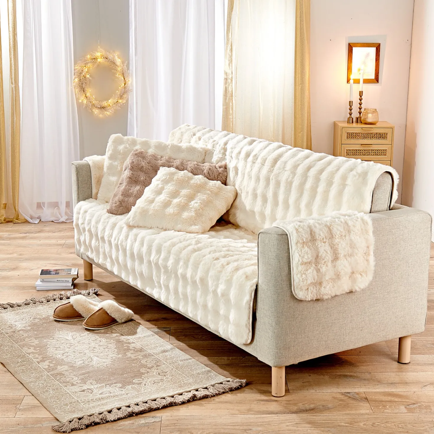 Kissen "Bubble-Fleece" 40 x 60 cm creme Eldo