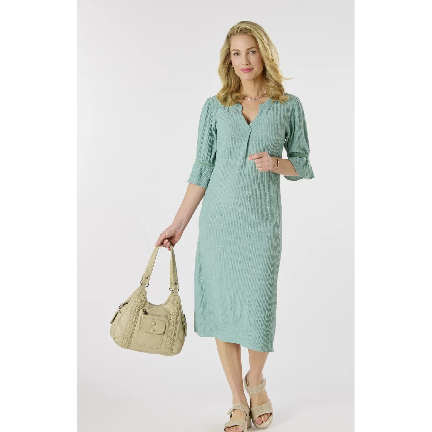 Kleid "Clara" salbei bügelfrei