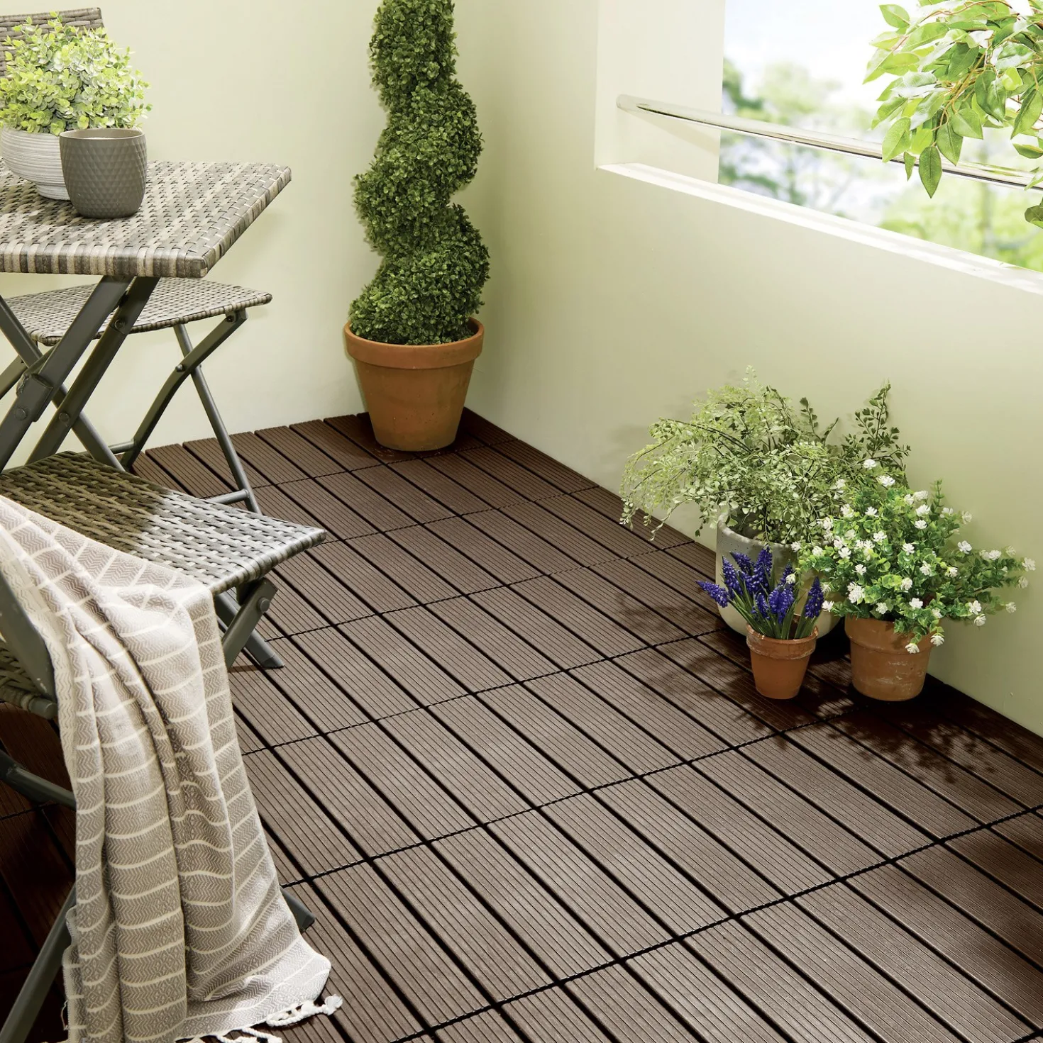 Klick-Gartenfliesen braun 8er-Set Gainsborough