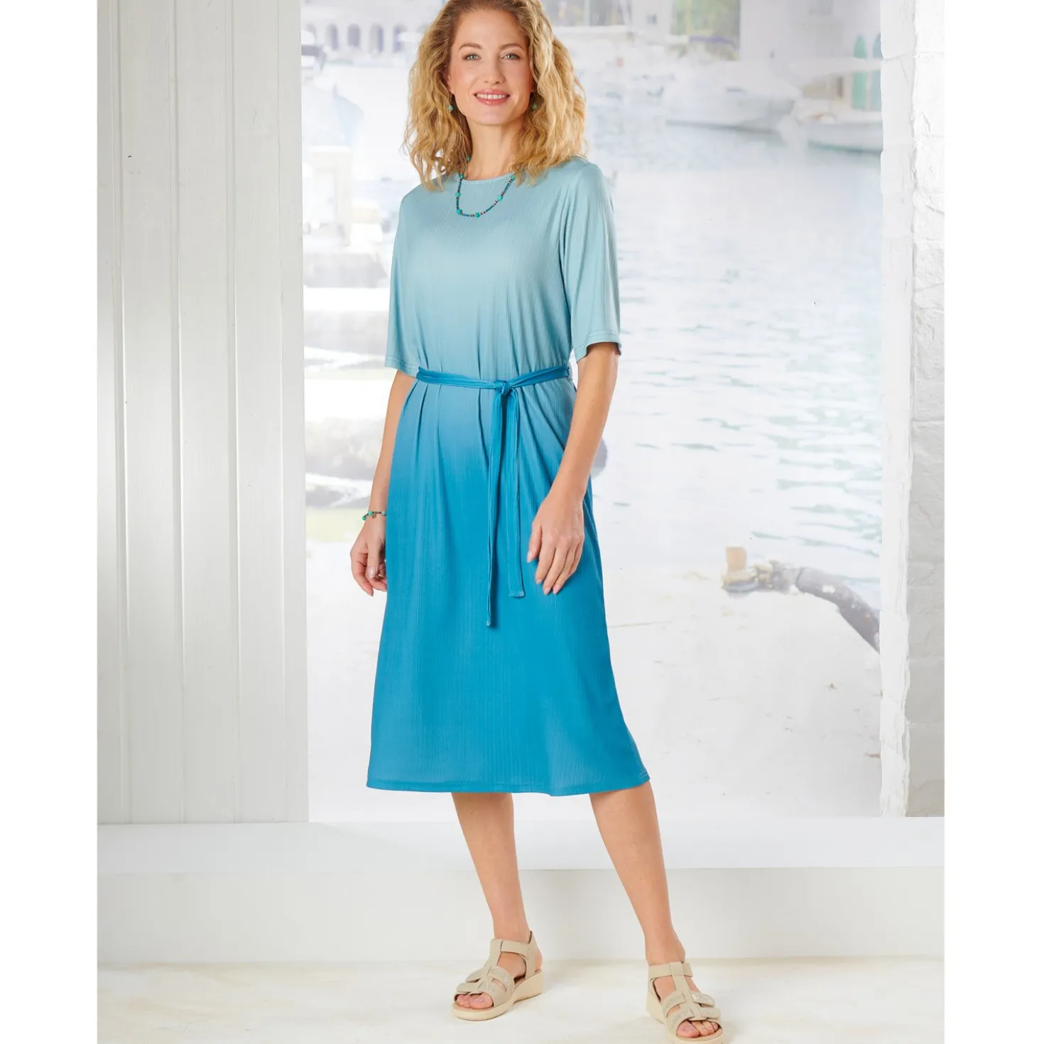 Kofferkleid "Romy" türkis mit Farbverlauf