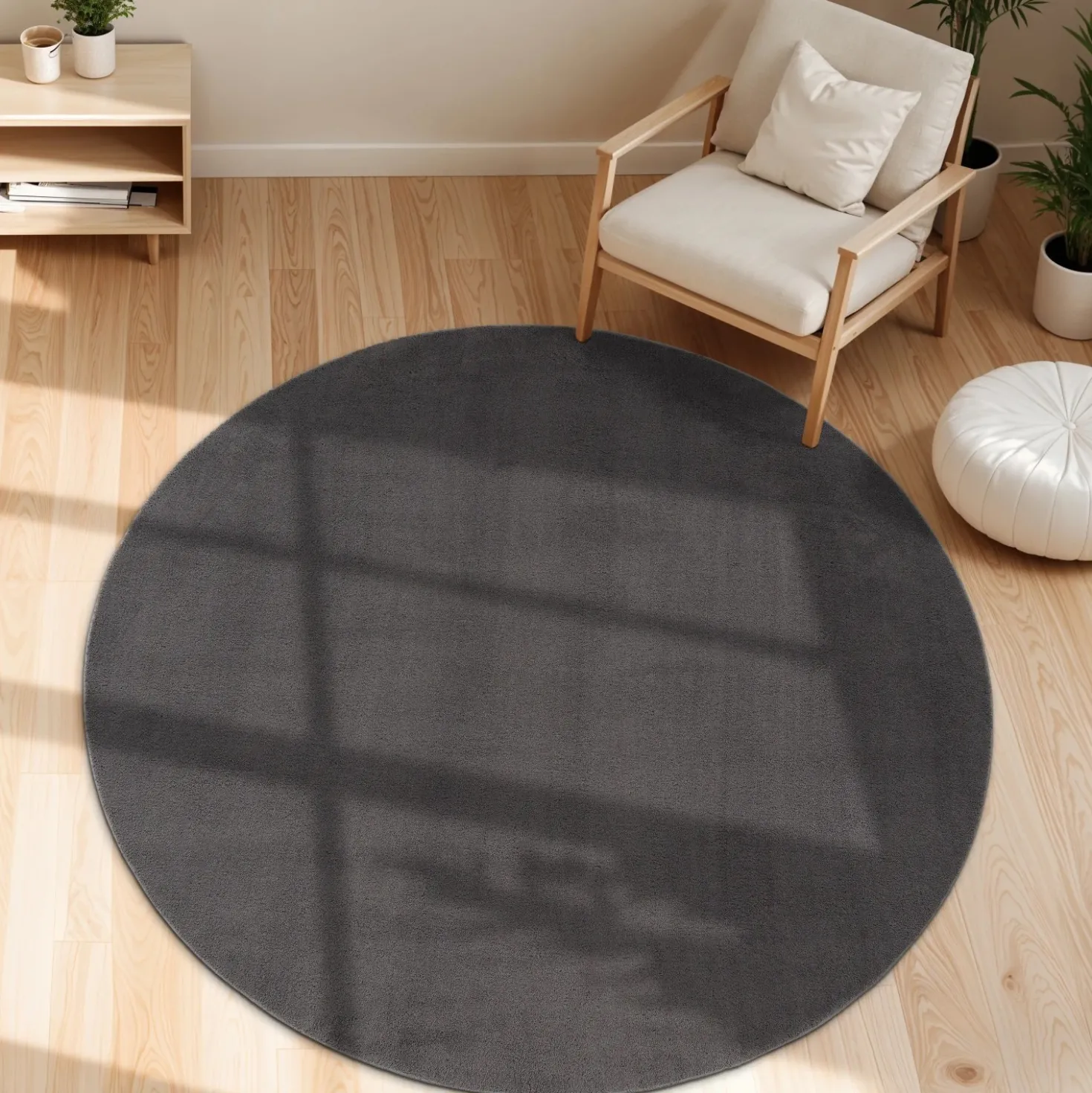 Kurzflor-Teppich CADIZ 630 Anthrazit Rund Paco Home