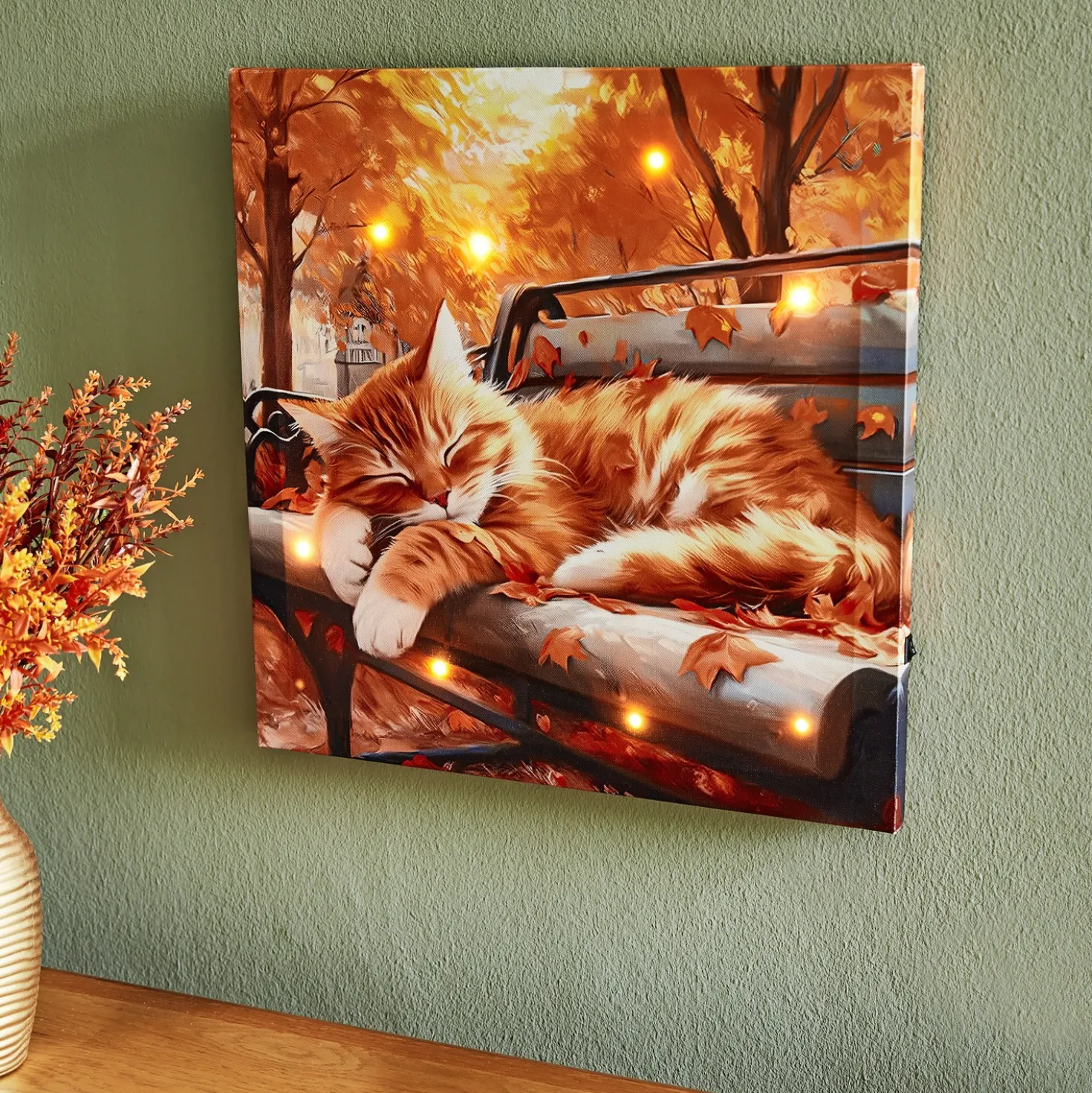 LED-Bild "Herbstkatze"
