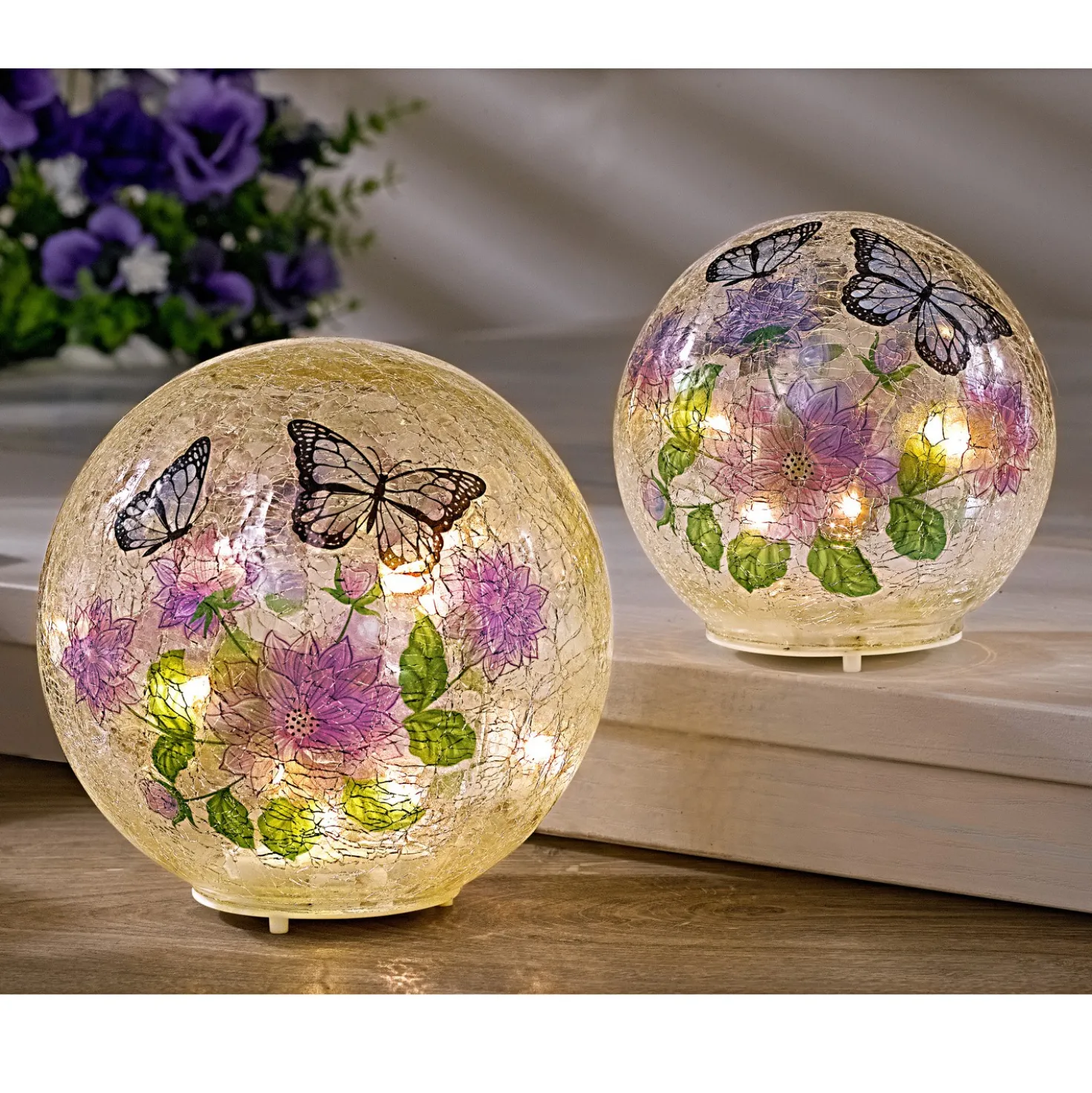 LED-Kugel "Schmetterlinge", Ø 12 cm