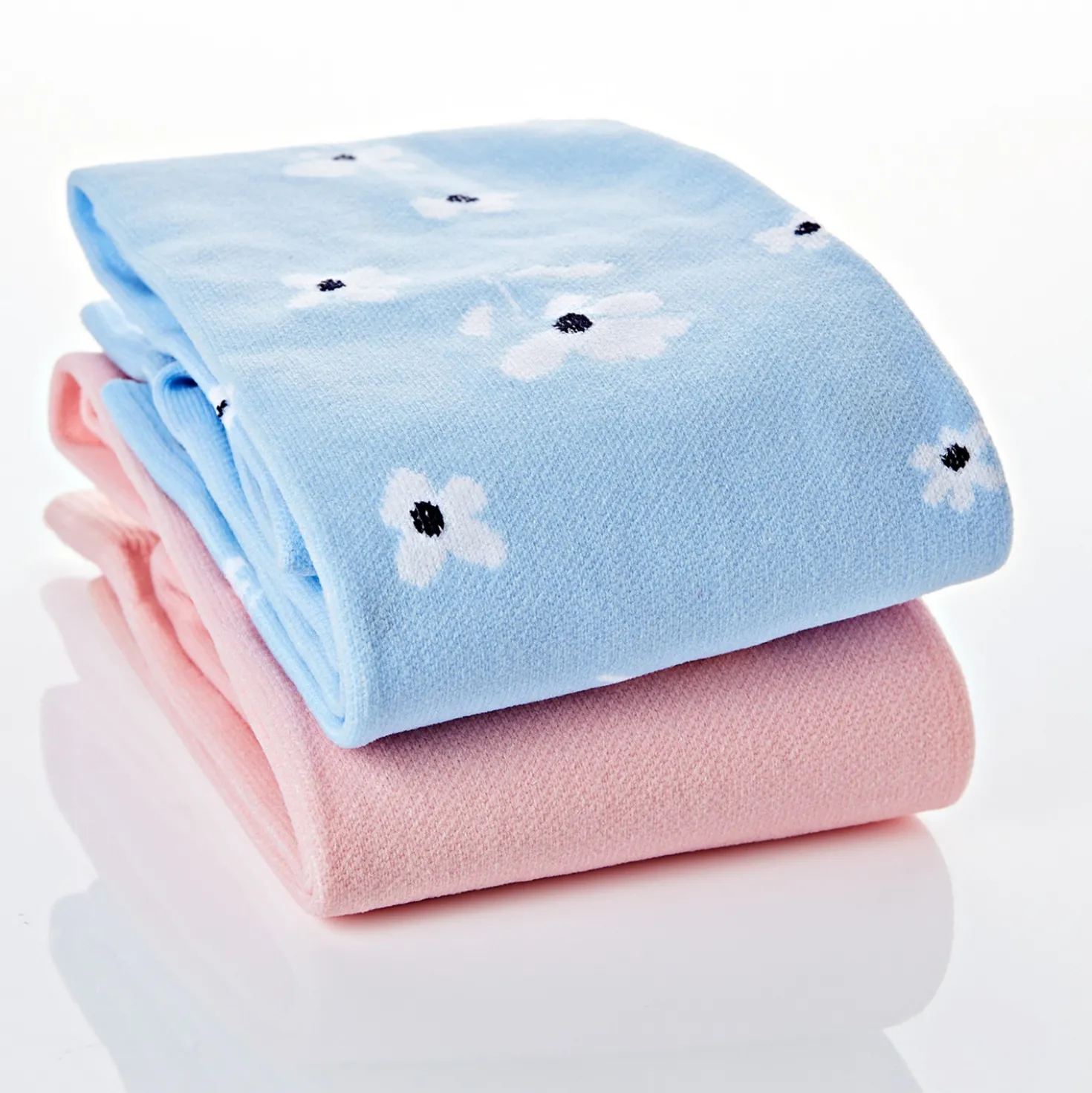 Leichte Kompressionsstrümpfe "Blüten" rosé + bleu 2 Paar