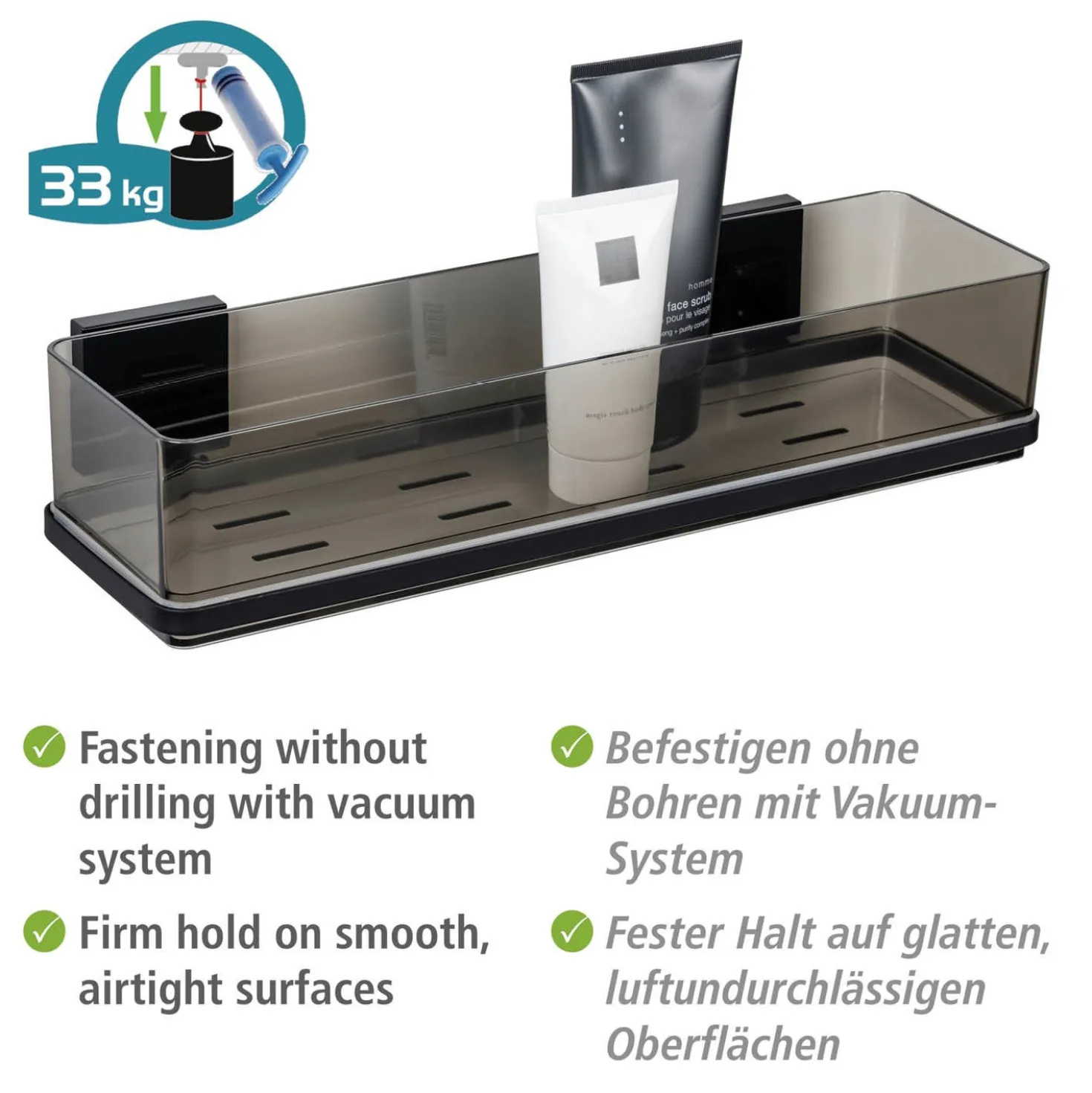 Maxiablage Quadro Vacuum-Loc Schwarz WENKO