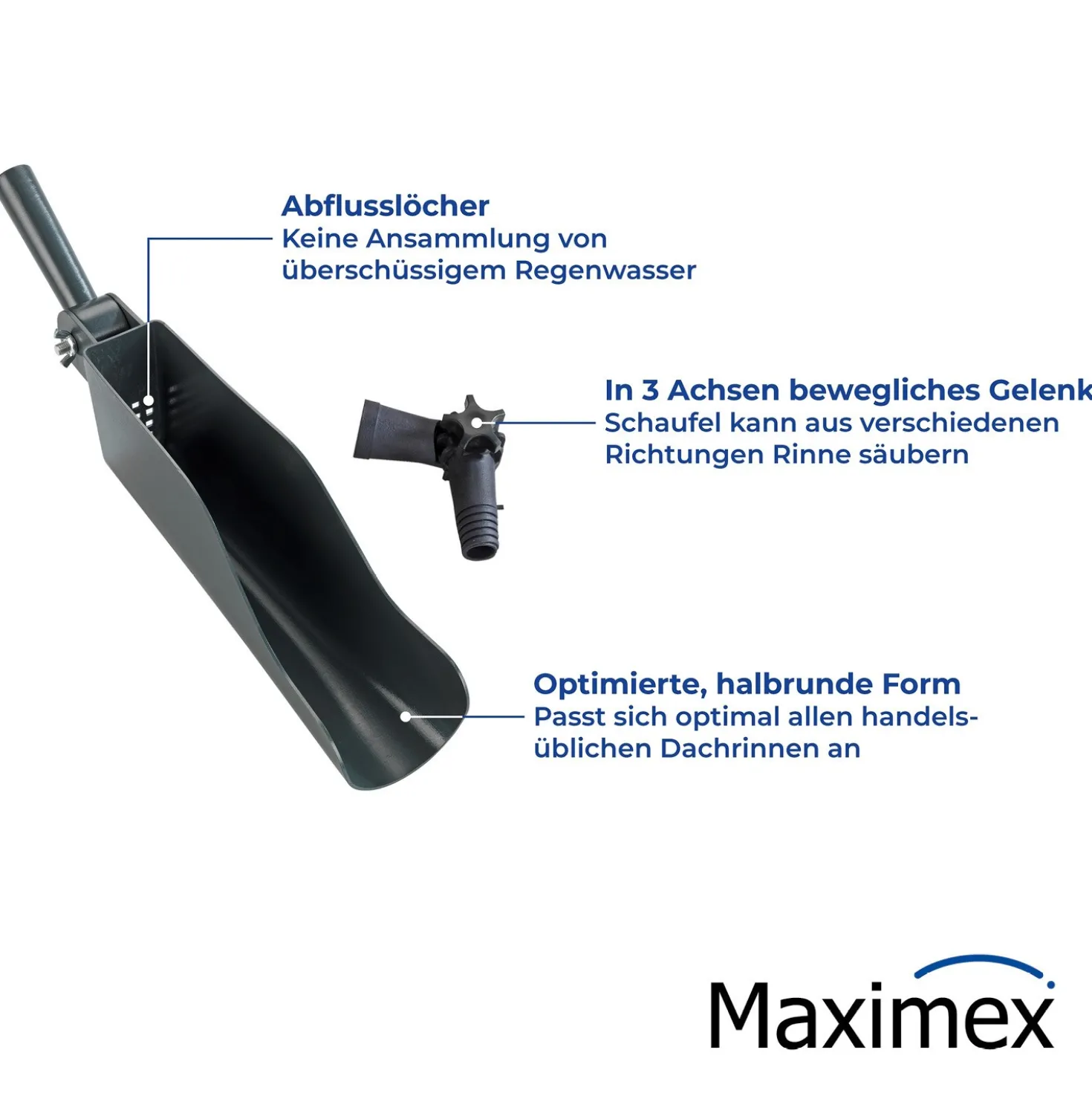 Maximex Dachrinnenschaufel Maxi, Dachrinnenreiniger mit Teleskopstiel