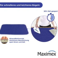 Maximex Dampf-Bügeldecke 130 x 65 cm, 50% Zeit- und Stromersparnis