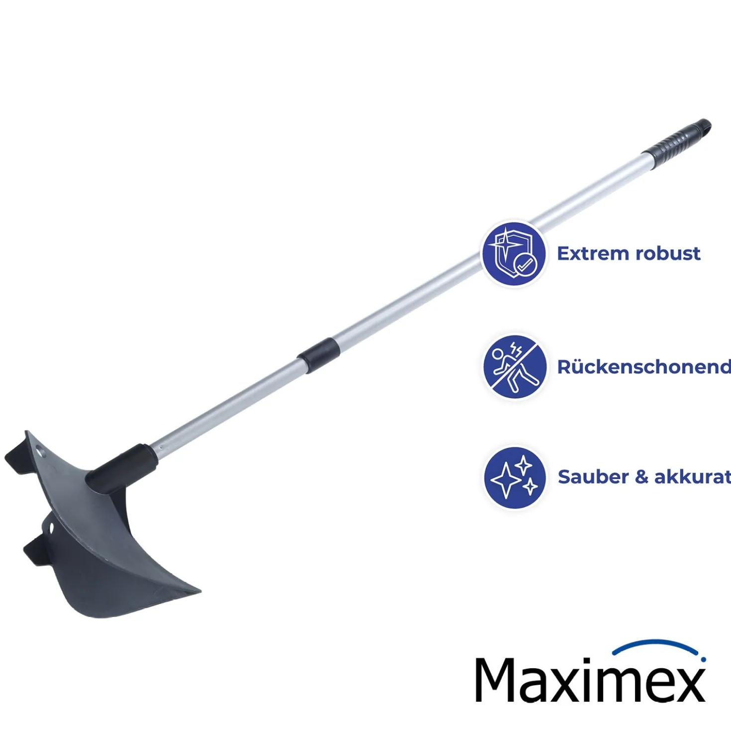 Maximex Gartenpflug inkl. Teleskopstiel, rückenschonender Pflug mit ausziehbarem Teleskopstiel