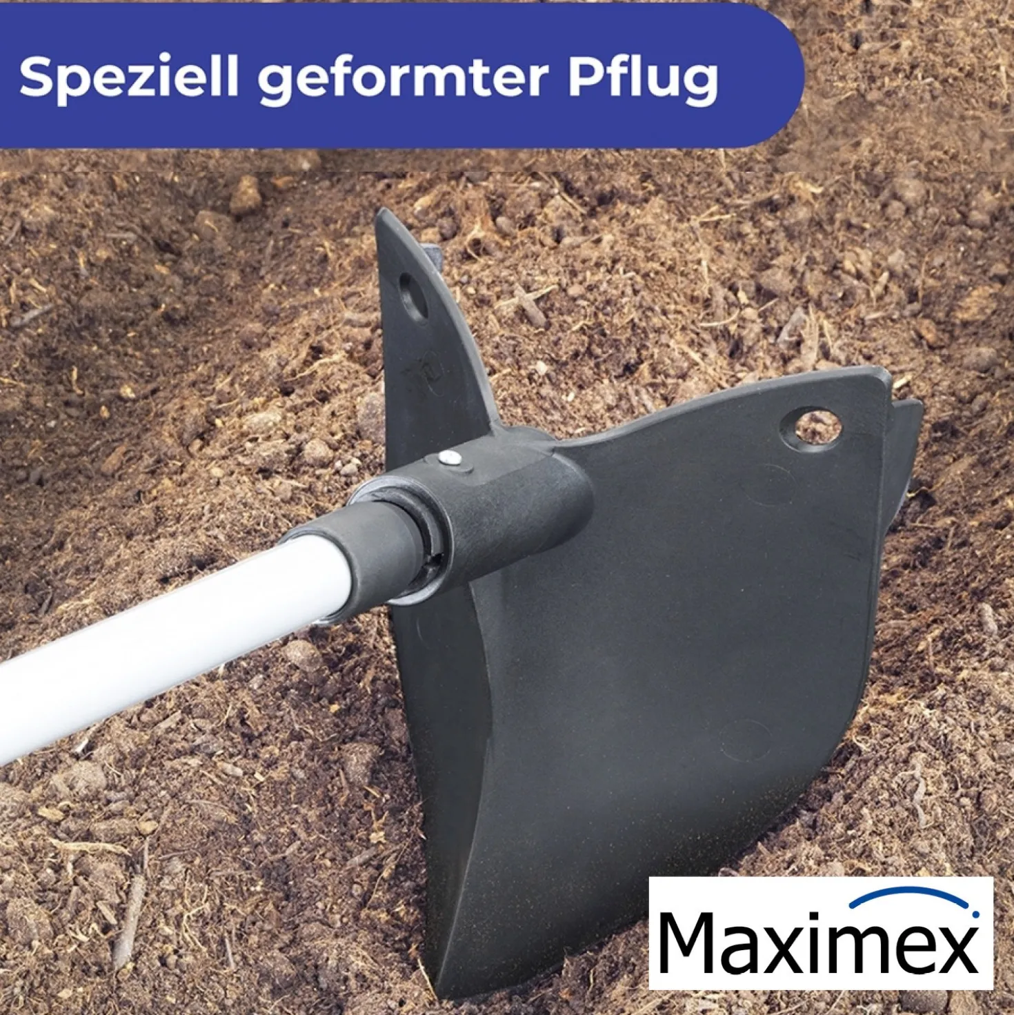 Maximex Gartenpflug inkl. Teleskopstiel, rückenschonender Pflug mit ausziehbarem Teleskopstiel