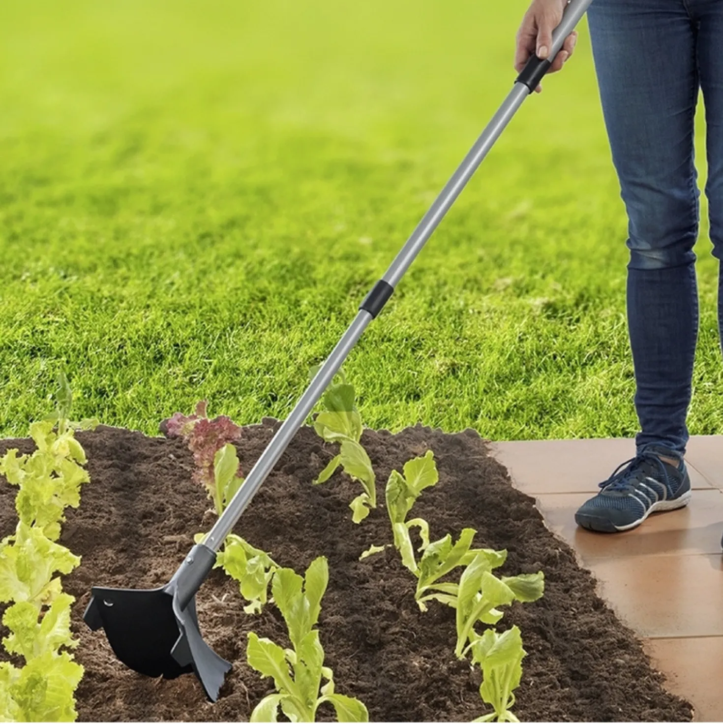 Maximex Gartenpflug inkl. Teleskopstiel, rückenschonender Pflug mit ausziehbarem Teleskopstiel