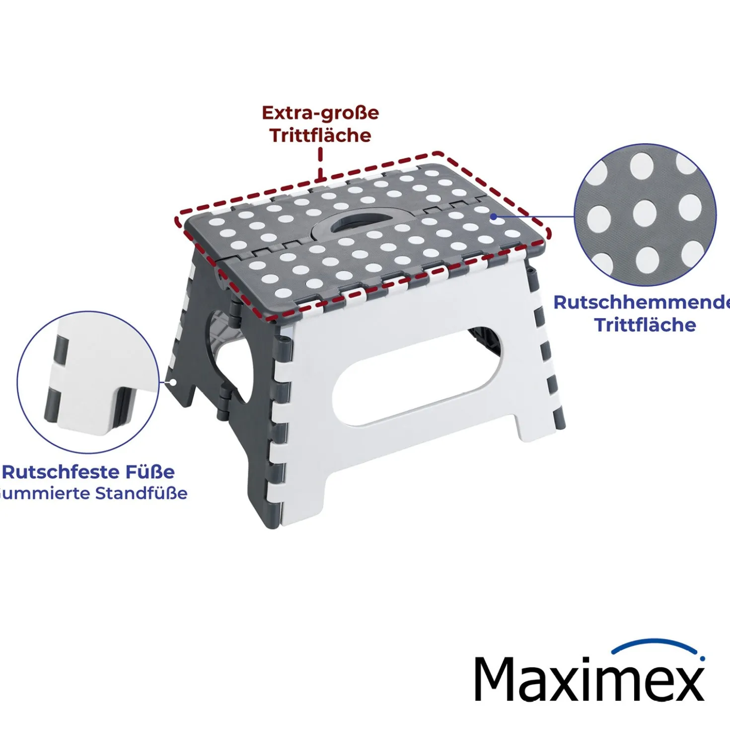 Maximex Klapphocker Secura, faltbarer Tritthocker