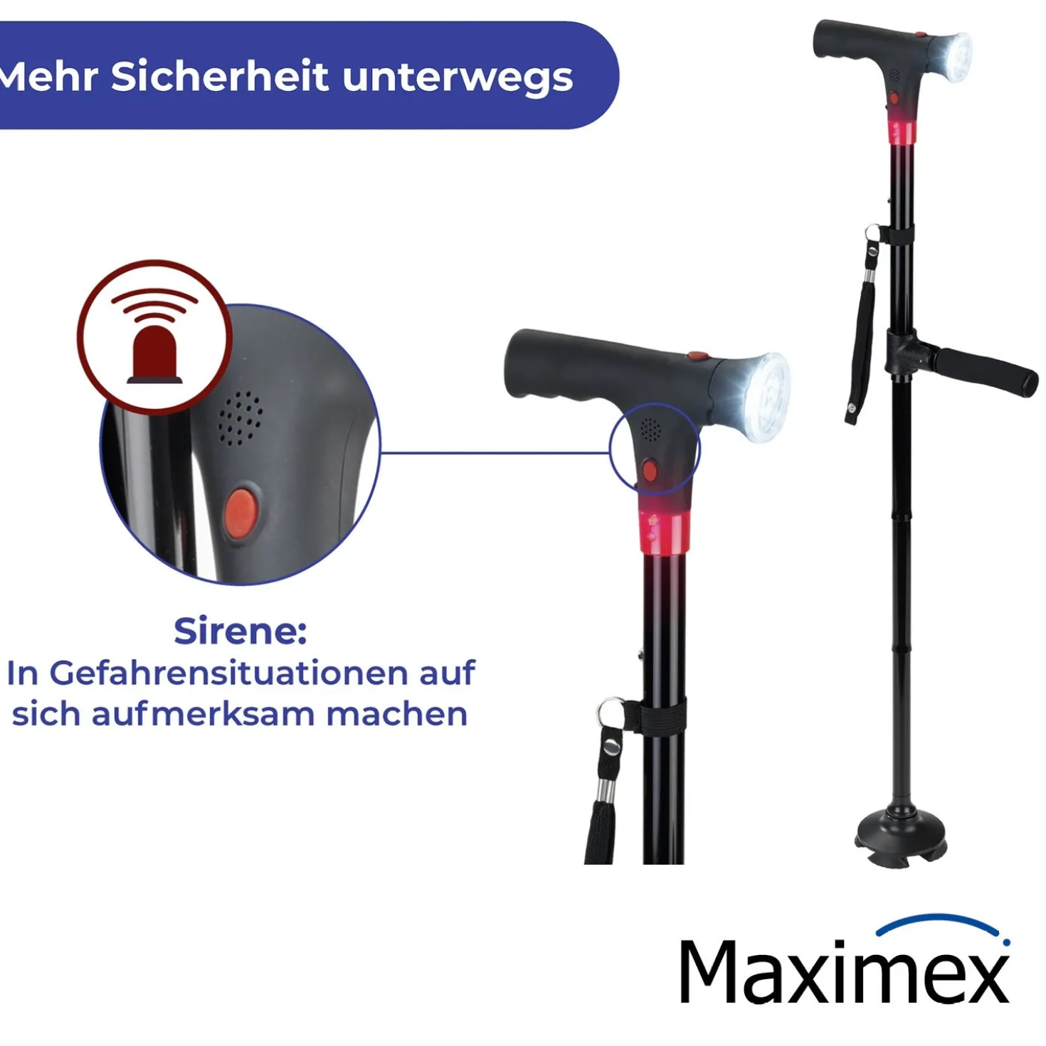 Maximex LED Geh- und Aufstehhilfe, Belastbarkeit: 150 kg
