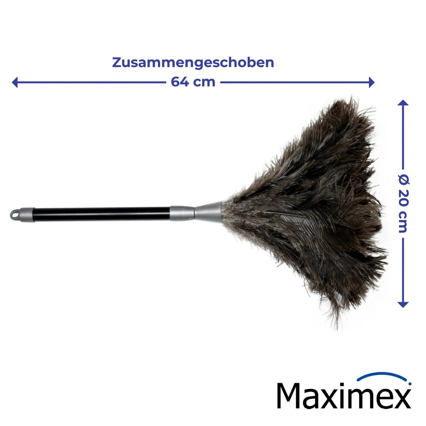 Maximex Staub-Magnet mit verlängerbarem Teleskopstiel, Schwarz, ideal für schwer erreichbare Stellen