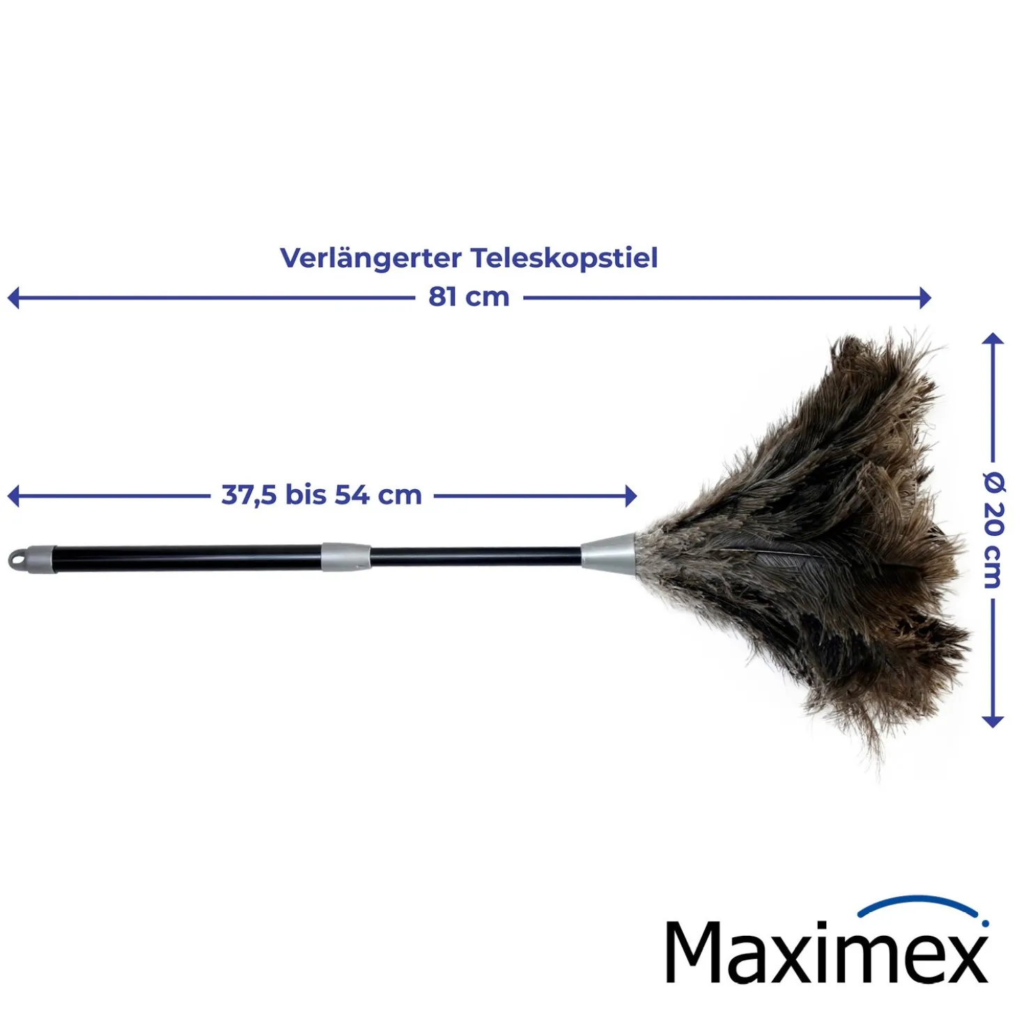 Maximex Staub-Magnet mit verlängerbarem Teleskopstiel, Schwarz, ideal für schwer erreichbare Stellen