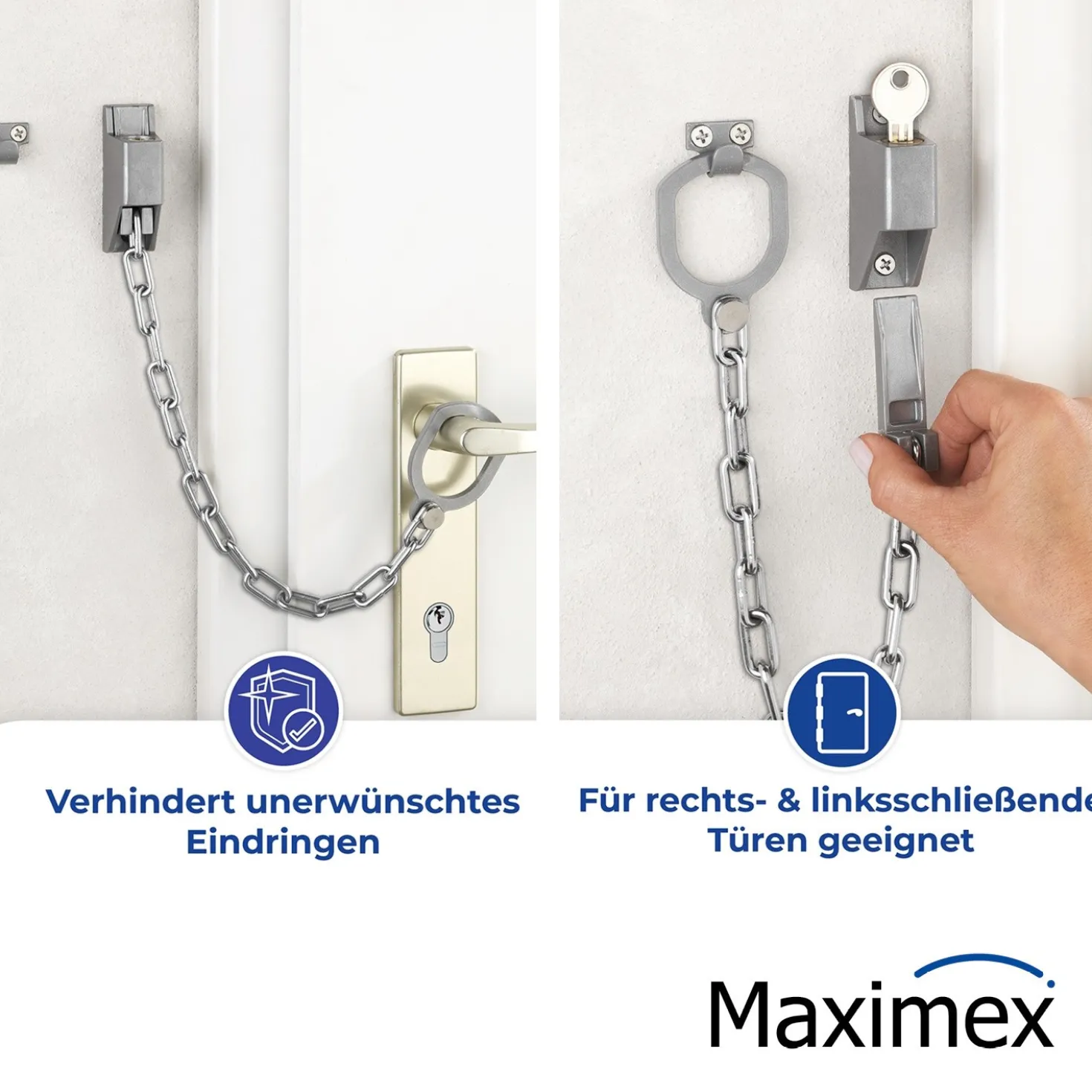Maximex Türgriff-Kette abschließbar, kein Anbohren notwendig