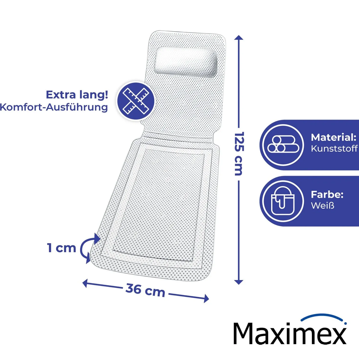 Maximex Wanneneinlage Komfort weiß, 125 x 36 cm