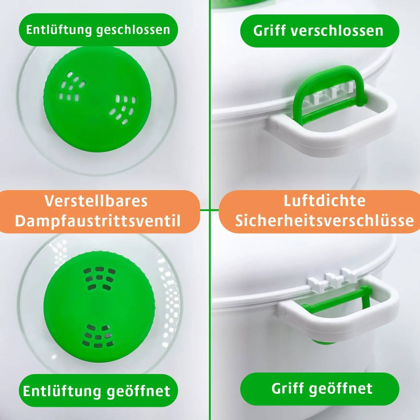 Mikrowellen-Schnellkochtopf mit Dampfventil Basilico