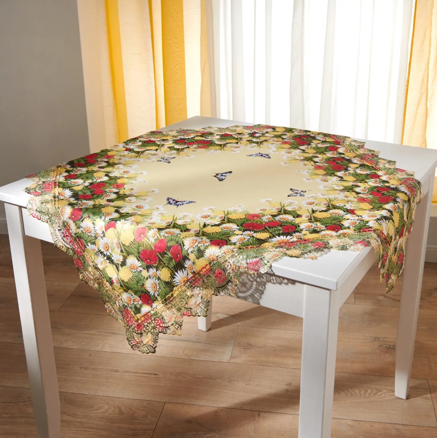 Mitteldecke Blüten Makrameespitze 85x85 cm
