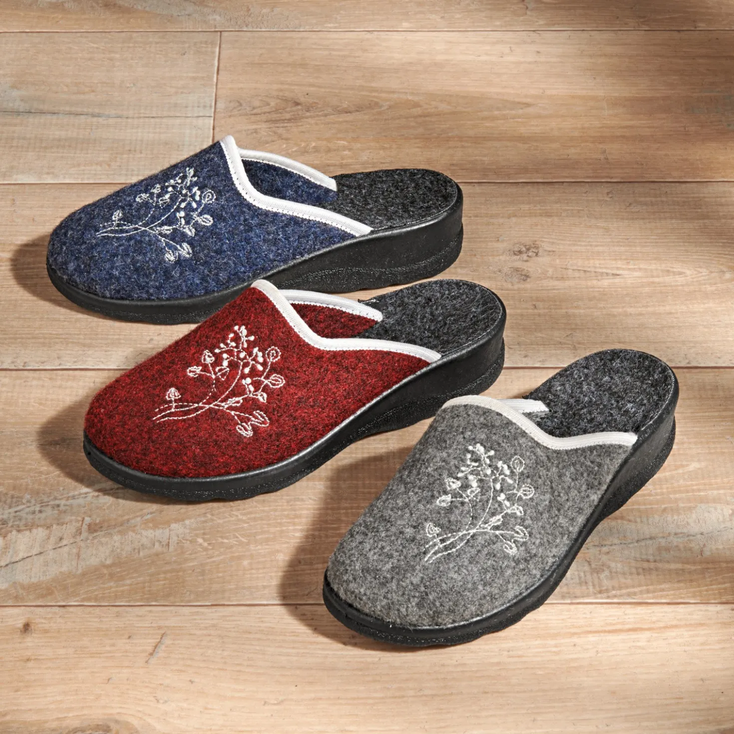 Pantoffel "Cara" bordeaux-schwarz