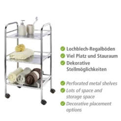 Rollwagen Exclusiv 3 Ablagen aus verchromtem Stahl WENKO
