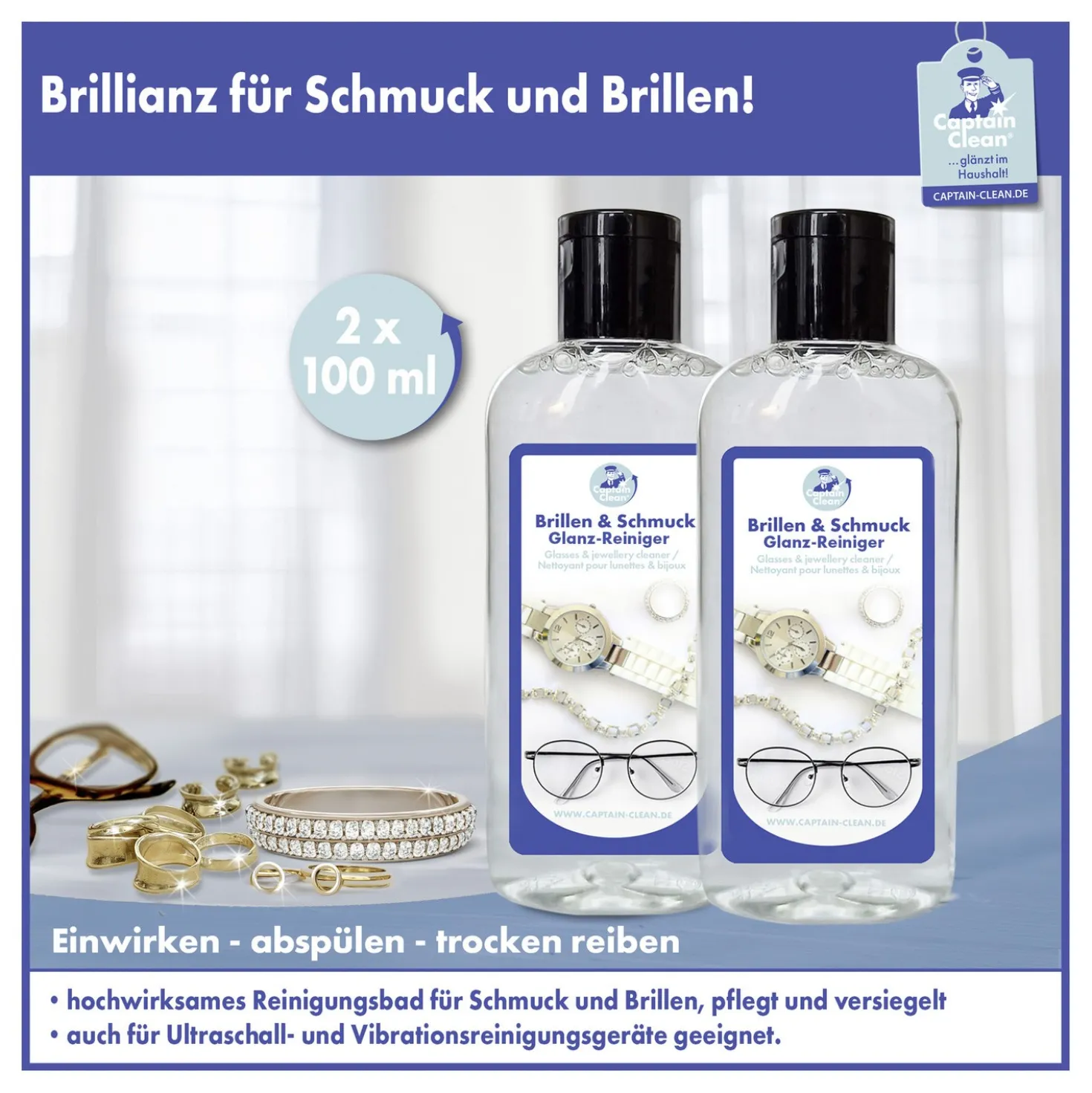 Schmuck- & Brillenreiniger Captain Clean 100 ml