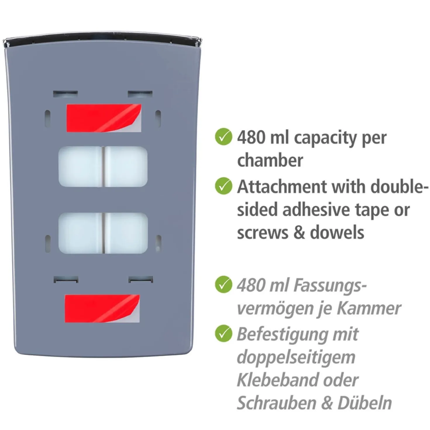 Seifenspender „Tartas“, 2-Kammer, weiß WENKO
