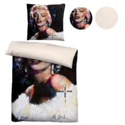 SID MAURER Mikrofaser Bettwäsche Marilyn Monroe weiß, 1x 155x220 cm + 1x 80x80 cm