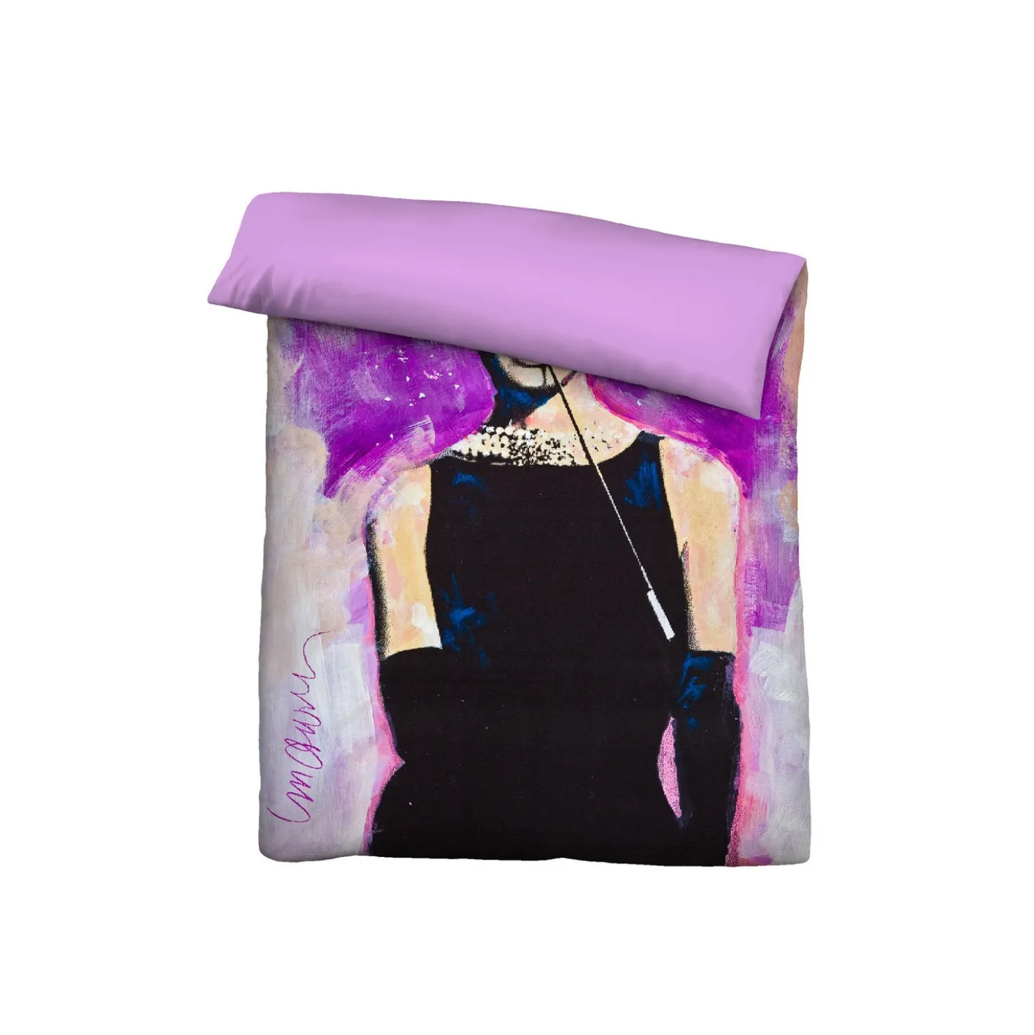 SID MAURER Mikrofaser Bettwäsche Audrey Hepburn viola, 1x 155x220 cm + 1x 80x80 cm