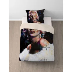 SID MAURER Mikrofaser Bettwäsche Marilyn Monroe weiß, 1x 135x200 cm + 1x 80x80 cm