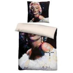 SID MAURER Mikrofaser Bettwäsche Marilyn Monroe weiß, 1x 135x200 cm + 1x 80x80 cm