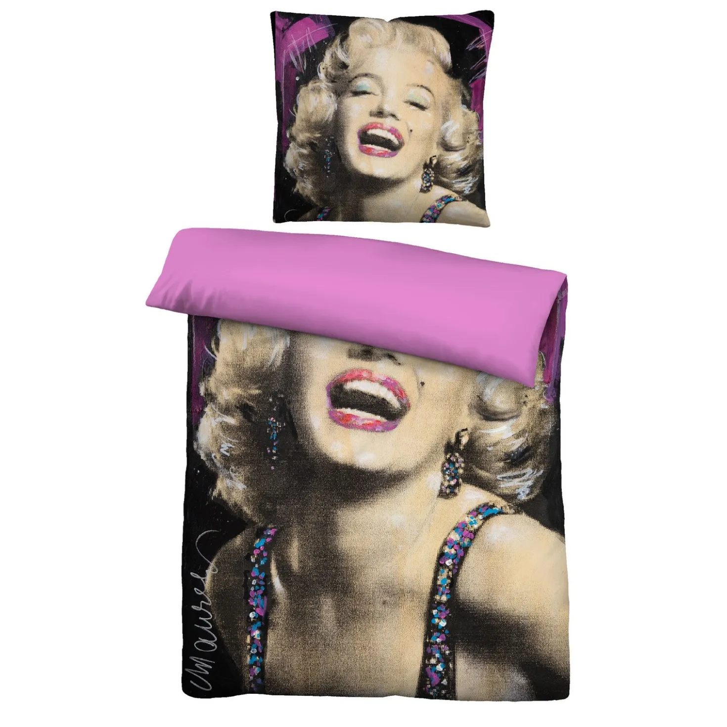 SID MAURER Mikrofaser Bettwäsche Marilyn Monroe pink, 1x 135x200 cm + 1x 80x80 cm