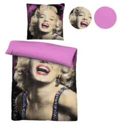 SID MAURER Mikrofaser Bettwäsche Marilyn Monroe pink, 1x 135x200 cm + 1x 80x80 cm