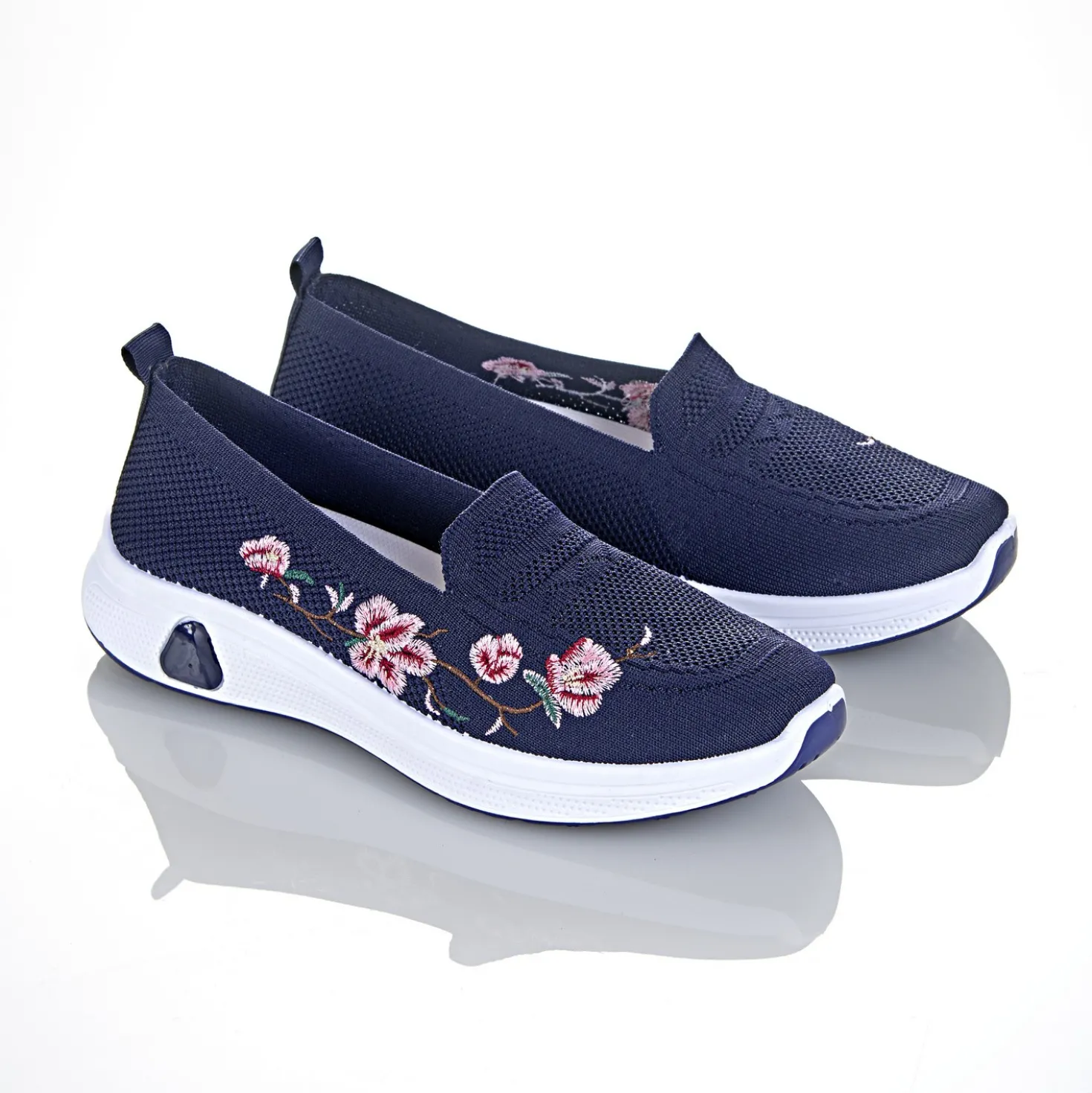 Slipper "Blumenranke" navy