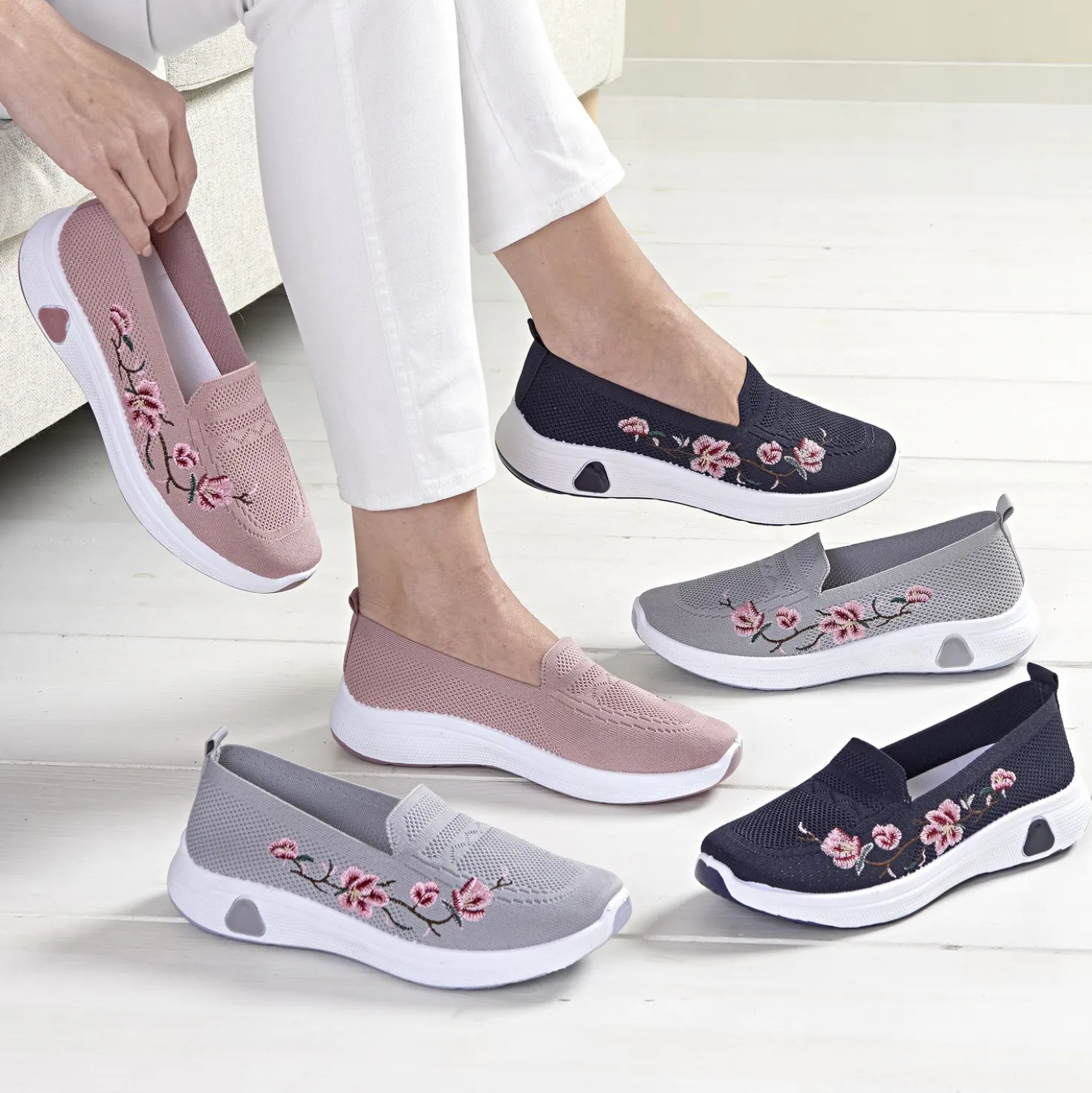Slipper "Blumenranke" rosa