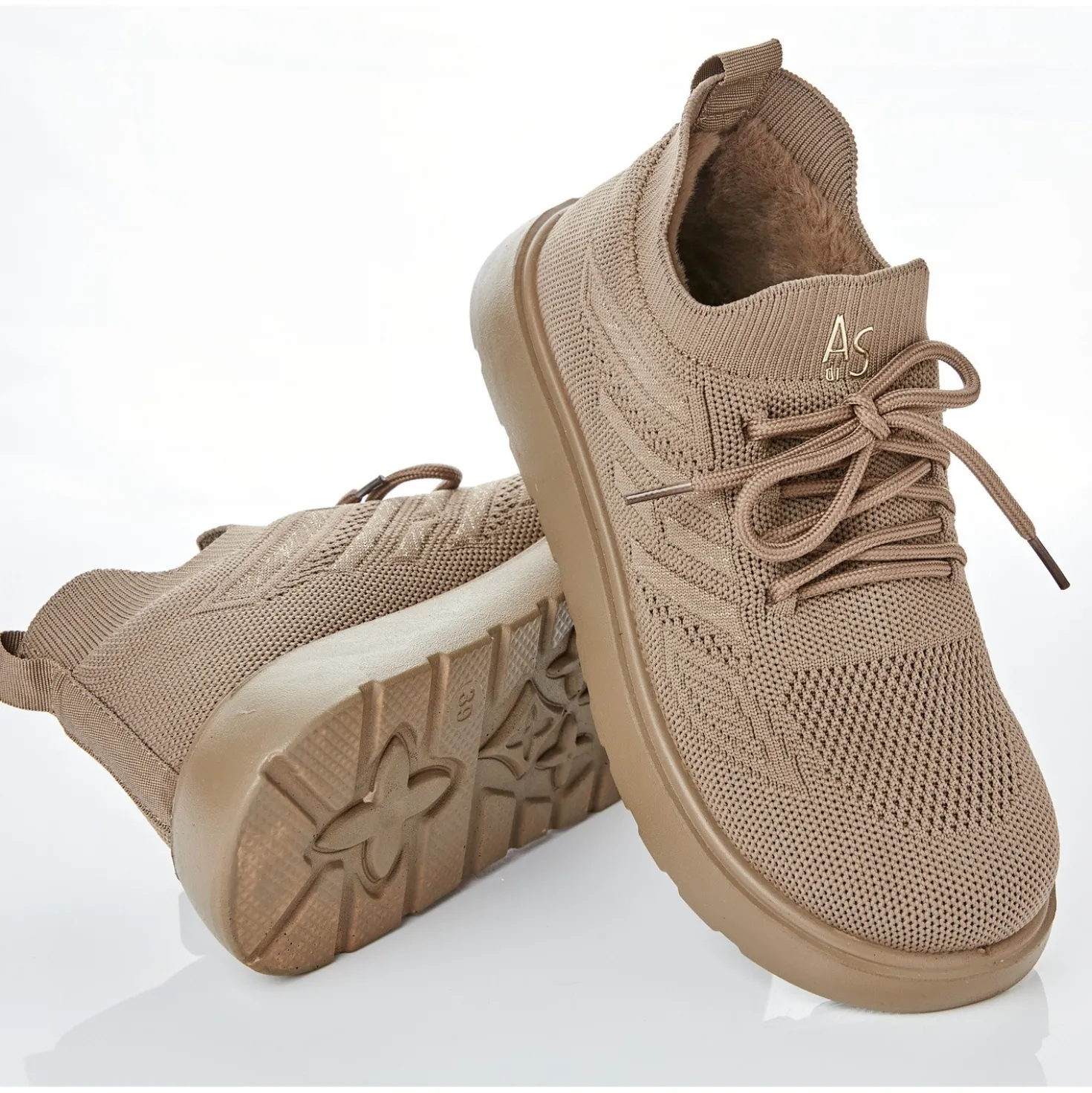 Sneaker "Barbara" in Strickoptik taupe Amélie di Santi