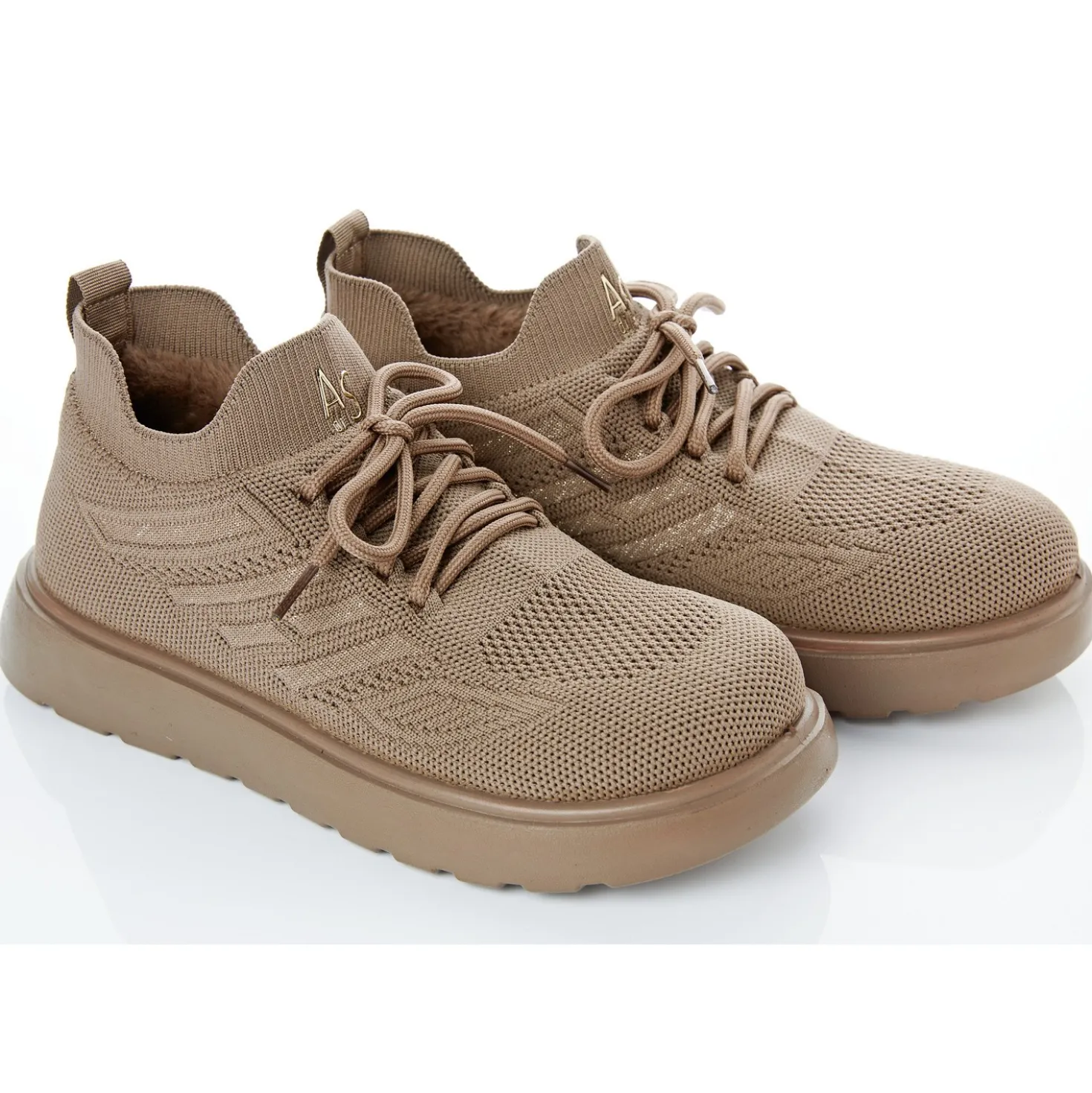 Sneaker "Barbara" in Strickoptik taupe Amélie di Santi