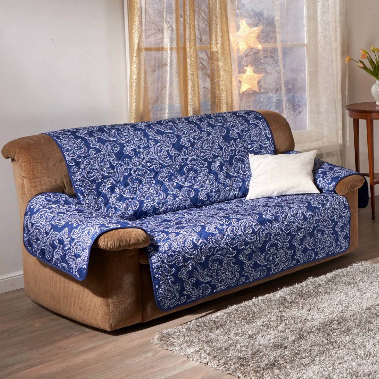 Sofaüberwurf 2-Sitzer blau 188 x 225 cm